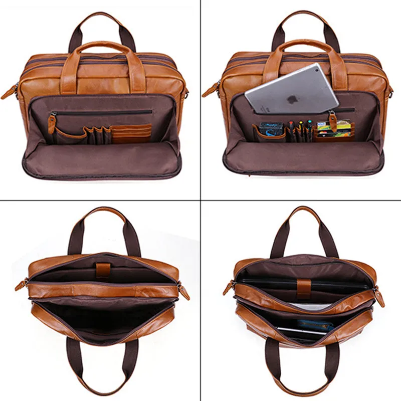 Full Grain Leather Briefcase, 15 Inches Laptop Bag,  Leather Messenger Bag, Natural Leather Shoulder Bag