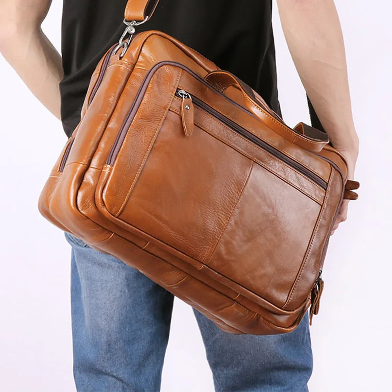 Full Grain Leather Briefcase, 15 Inches Laptop Bag,  Leather Messenger Bag, Natural Leather Shoulder Bag