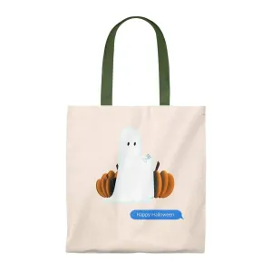 Funny Halloween Ghost on the Phone Vintage Tote Bag