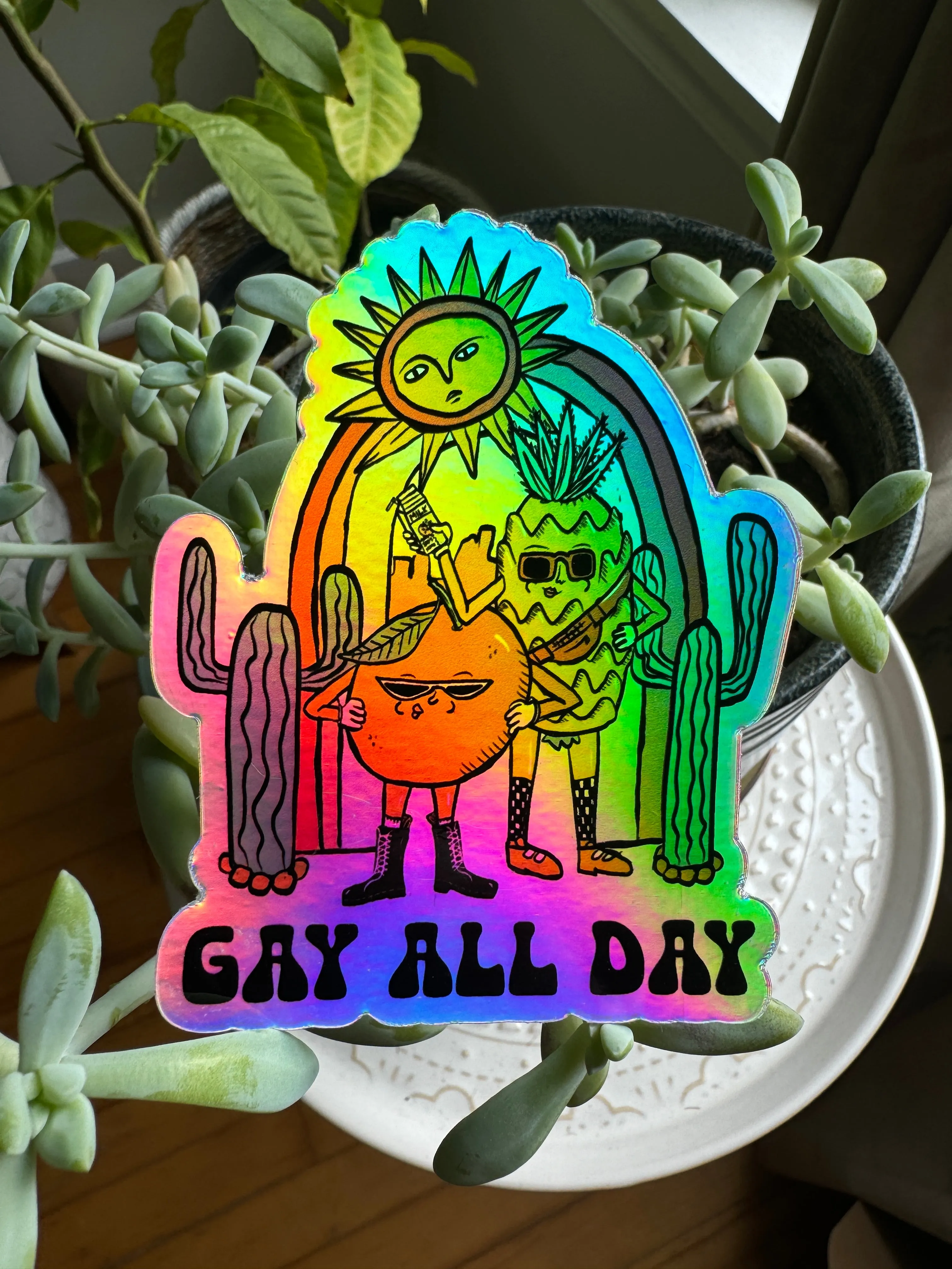 Gay All Day Holographic Sticker