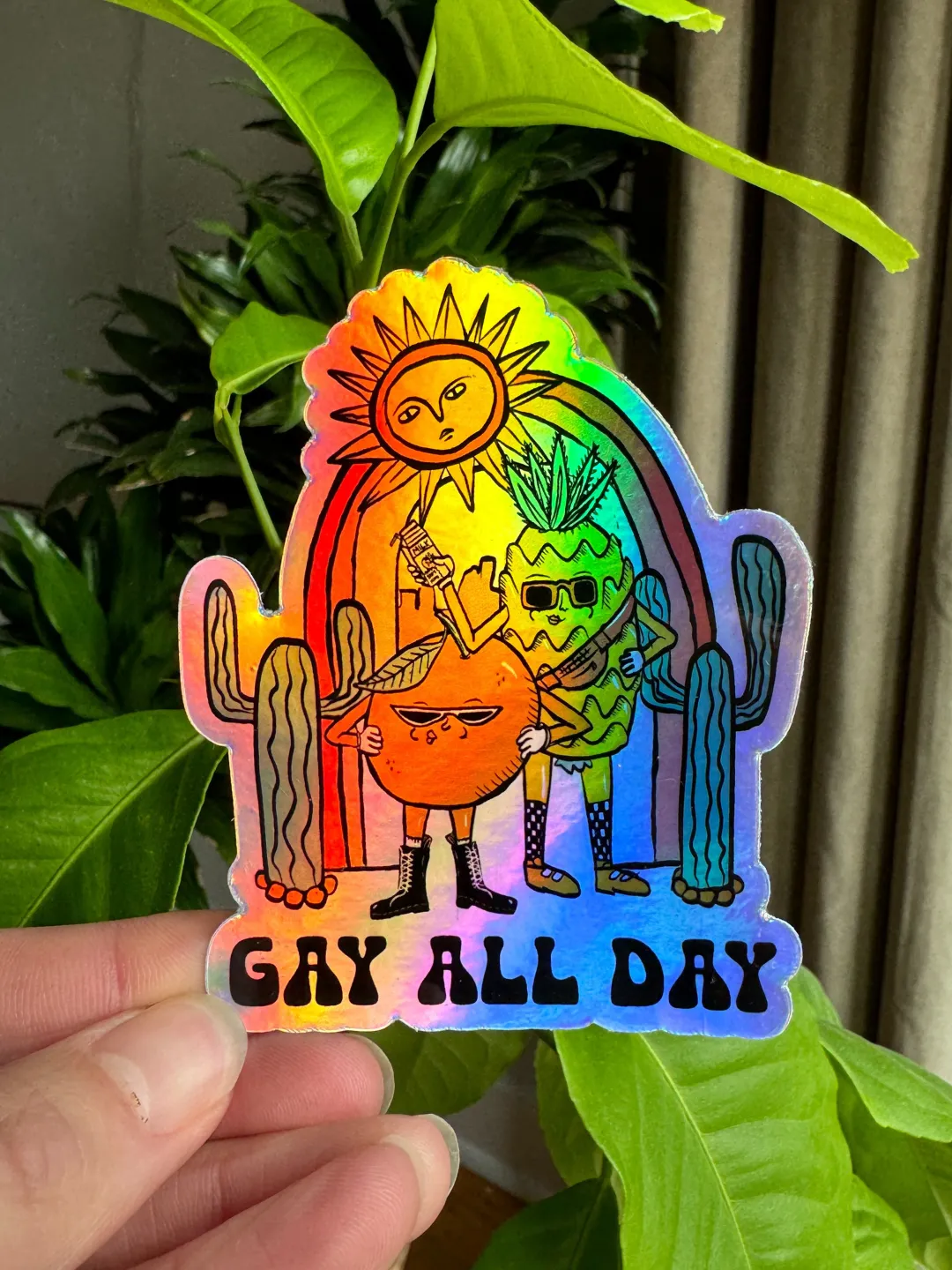Gay All Day Holographic Sticker