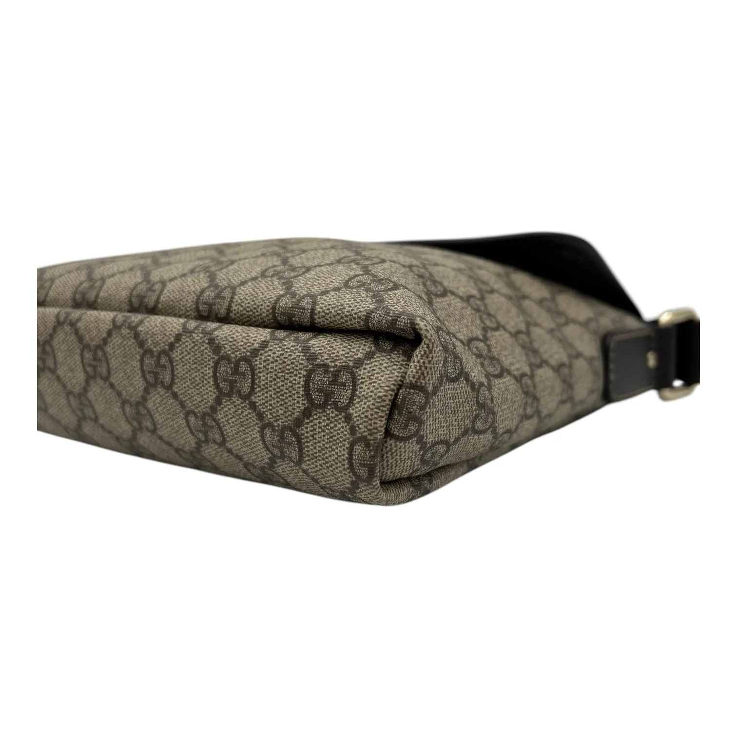 GG Brown Crossbody Bag in Monogram Coated Canvas, Silver hardware