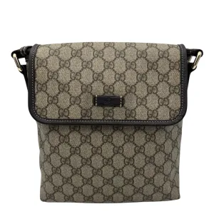 GG Brown Crossbody Bag in Monogram Coated Canvas, Silver hardware