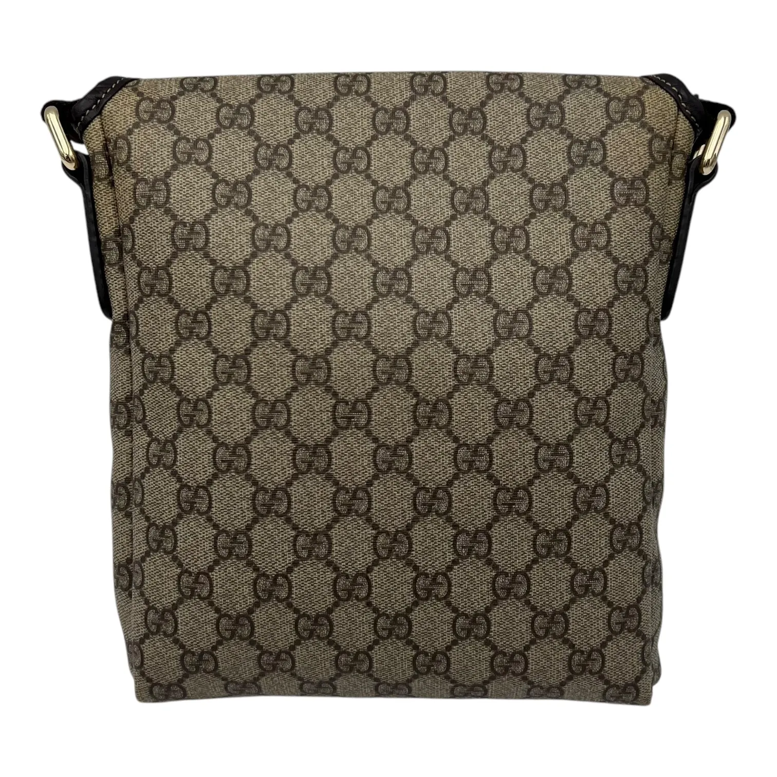 GG Brown Crossbody Bag in Monogram Coated Canvas, Silver hardware