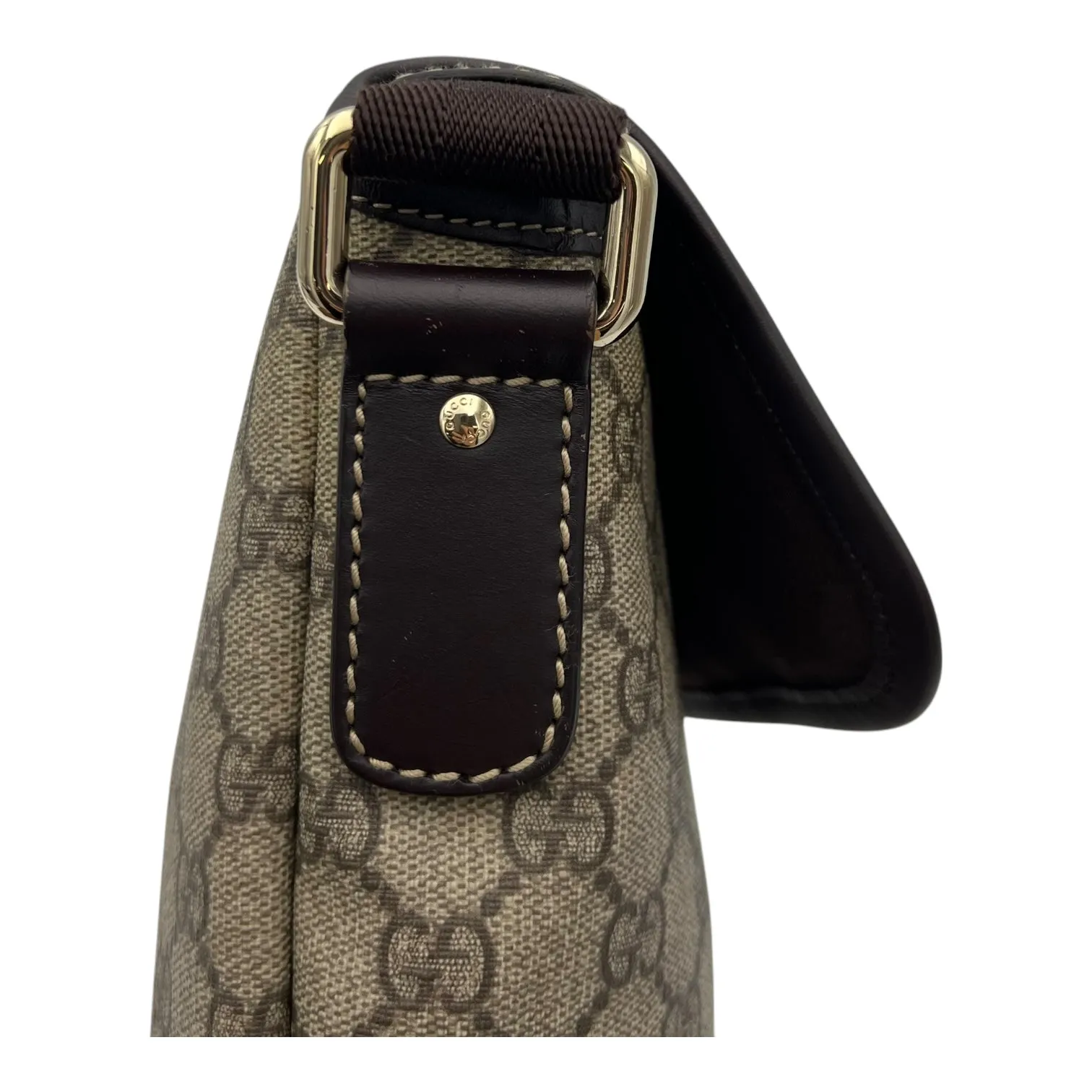 GG Brown Crossbody Bag in Monogram Coated Canvas, Silver hardware