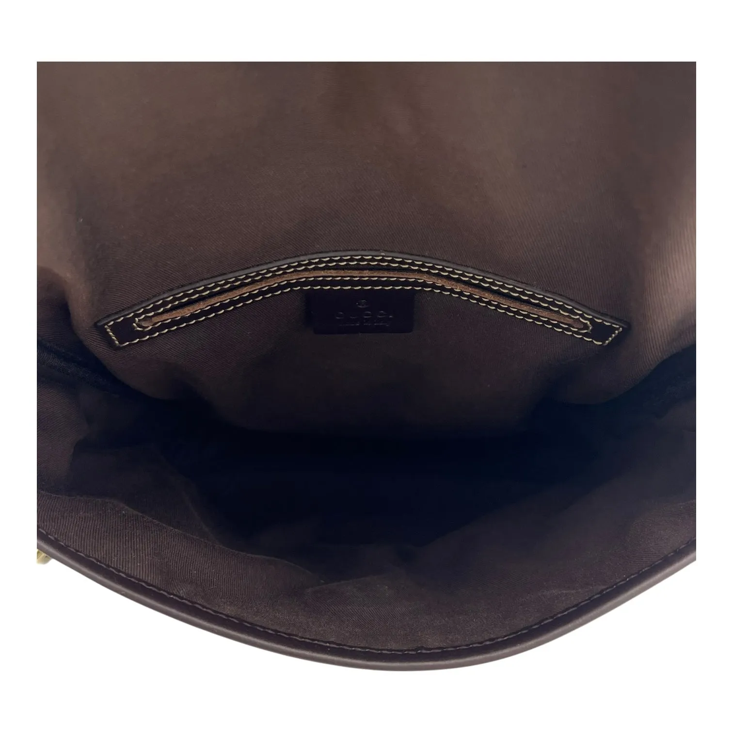 GG Brown Crossbody Bag in Monogram Coated Canvas, Silver hardware