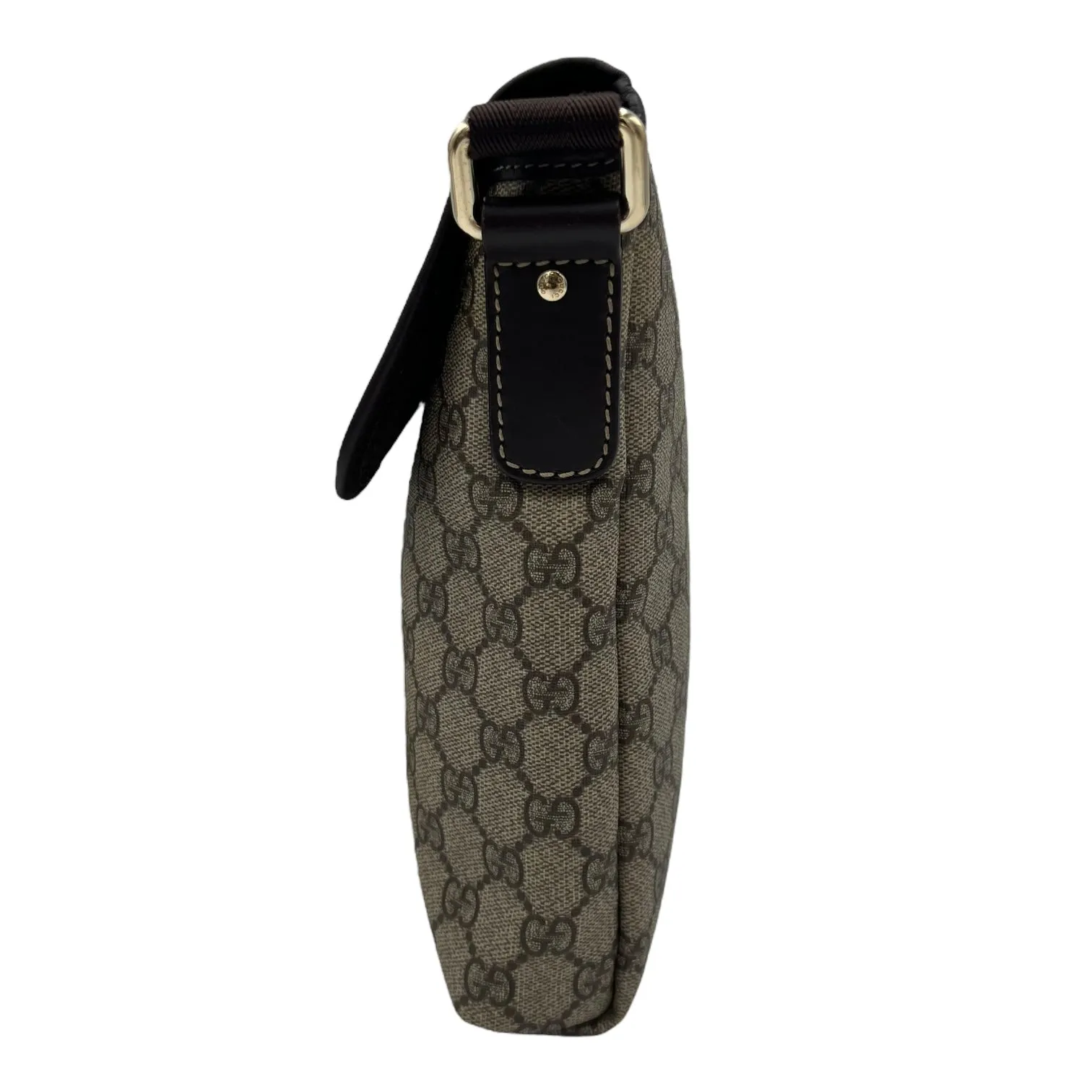 GG Brown Crossbody Bag in Monogram Coated Canvas, Silver hardware