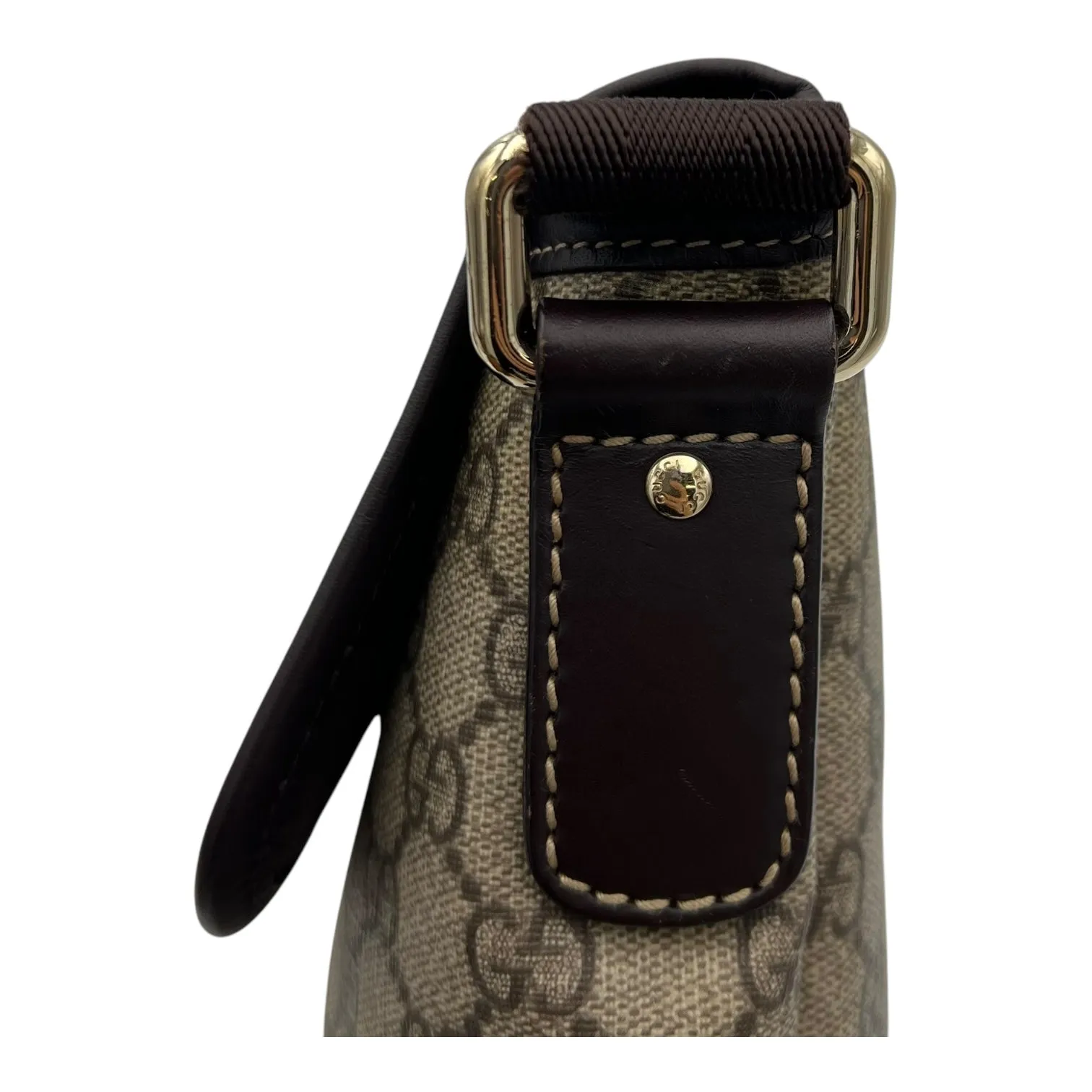 GG Brown Crossbody Bag in Monogram Coated Canvas, Silver hardware