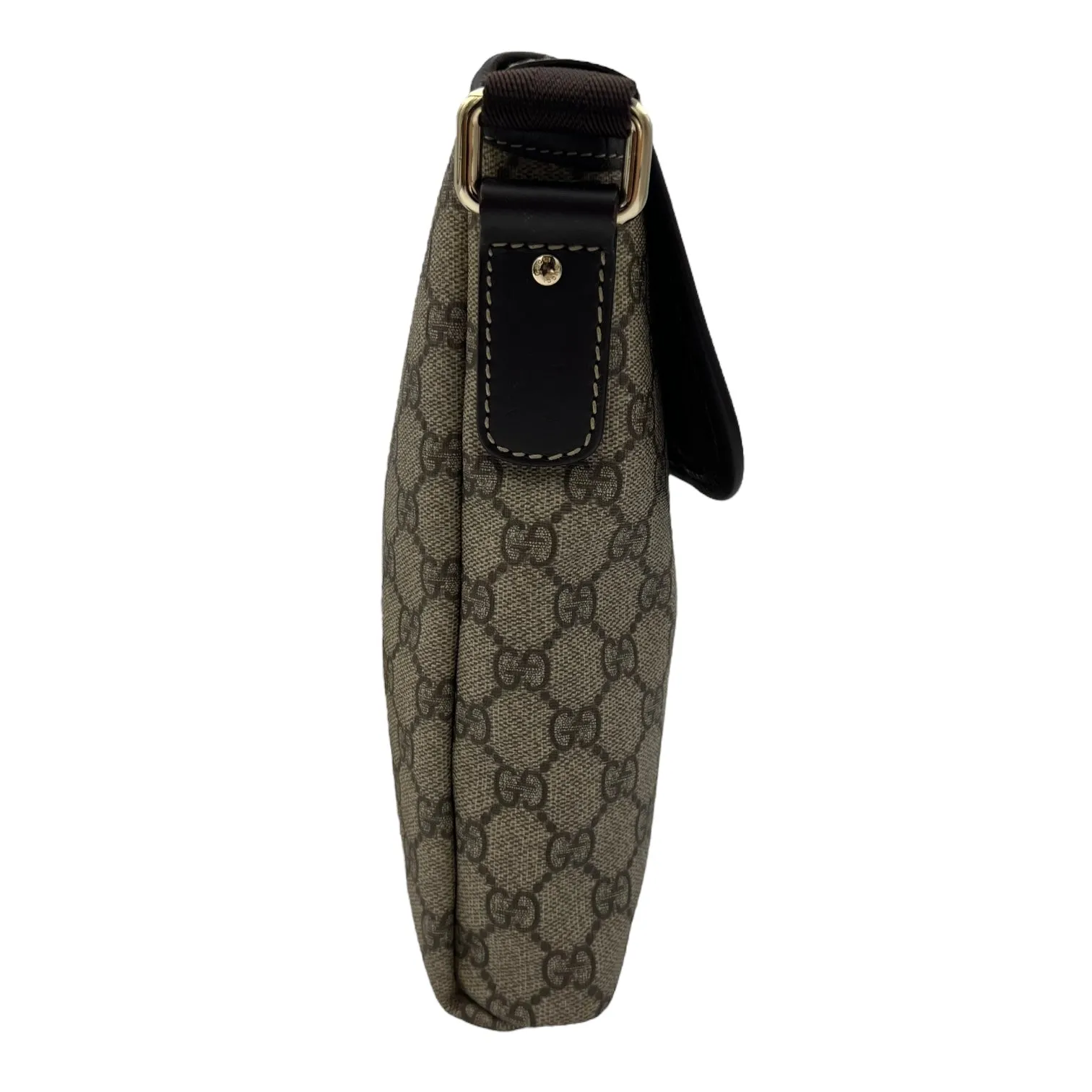 GG Brown Crossbody Bag in Monogram Coated Canvas, Silver hardware