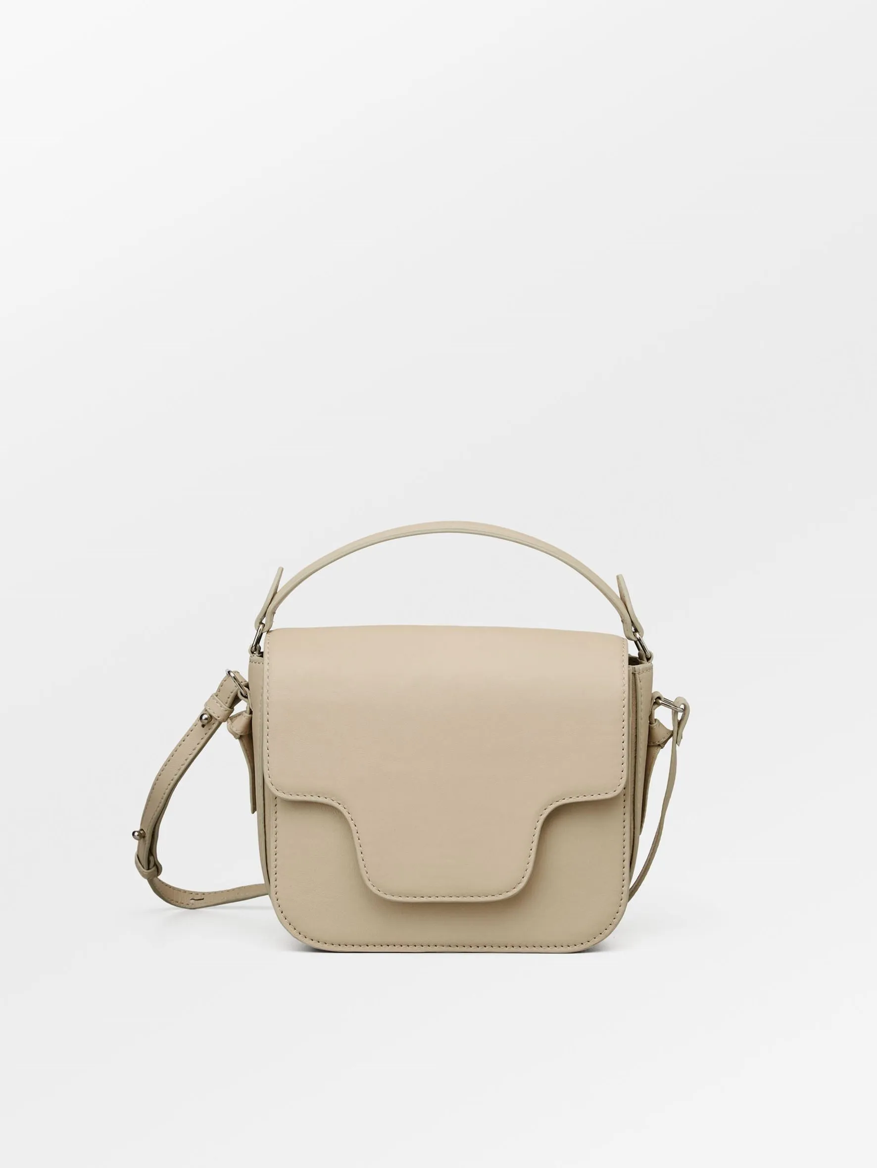 Glossy Iris Leather Crossbody Bag - Beige