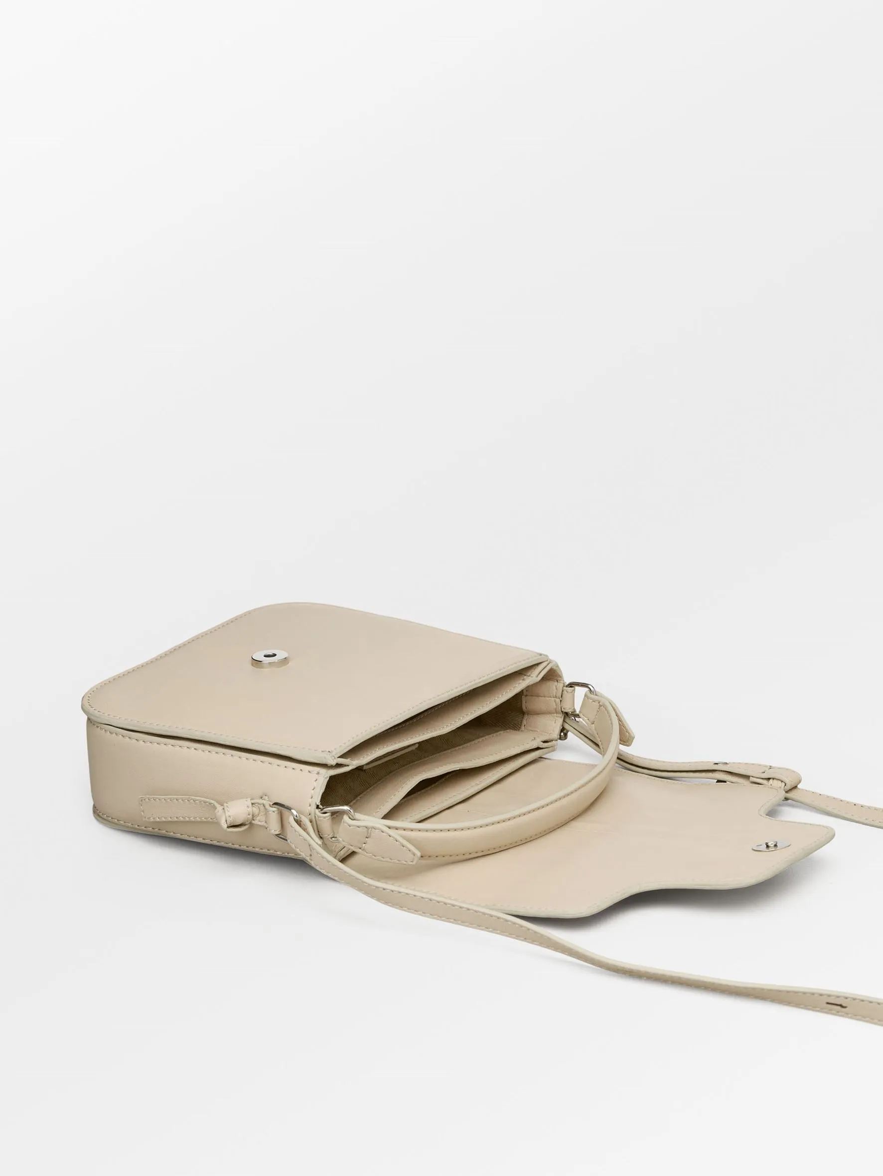 Glossy Iris Leather Crossbody Bag - Beige