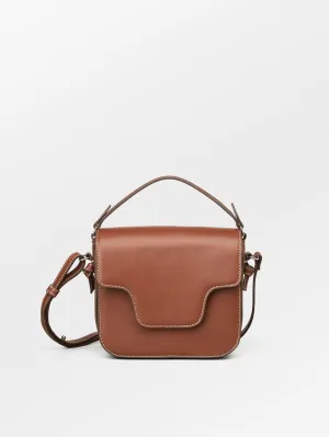Glossy Iris Leather Crossbody Bag - Brown