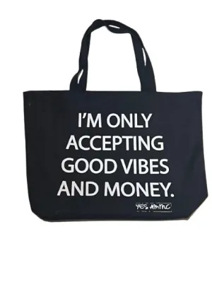 GOOD VIBES AND MONEY OVERSIZED TOTE