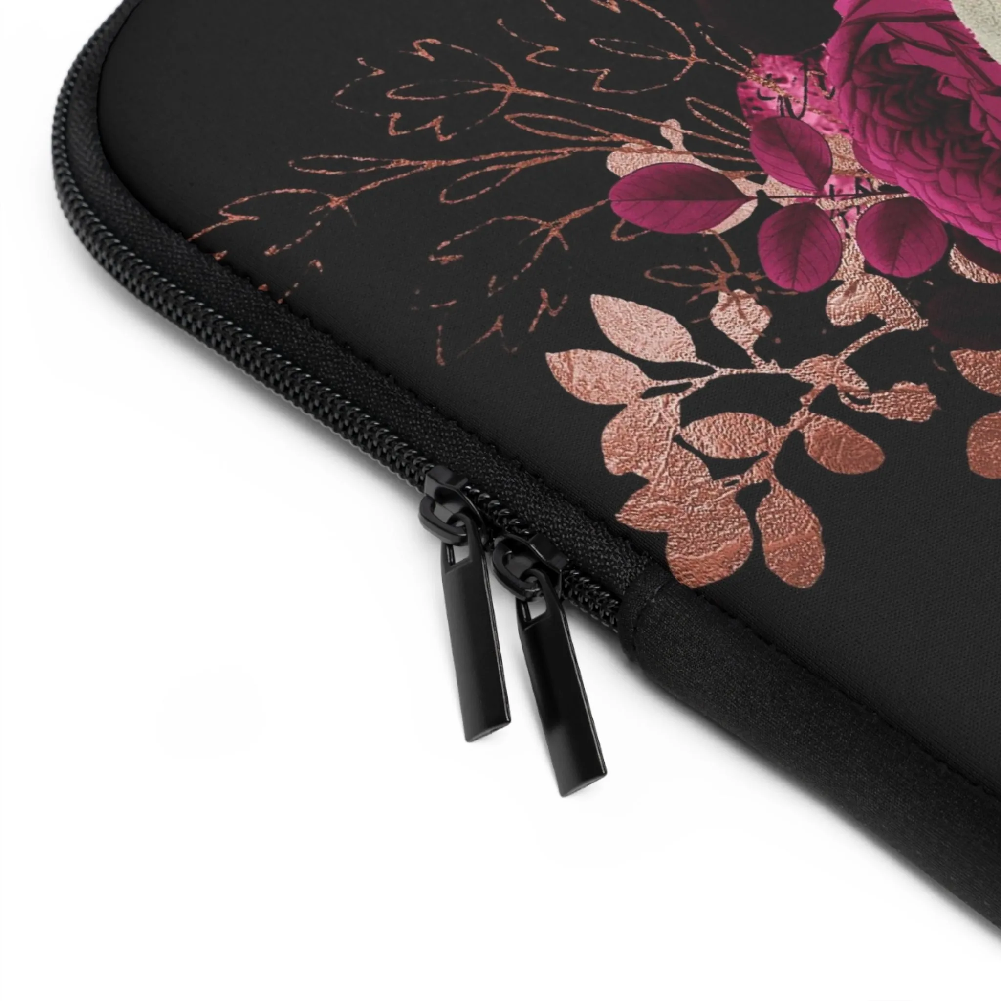 Gothic Skull and Violet Flowers Laptop Case, laptop sleeve, ipad tablet padded cover travel case