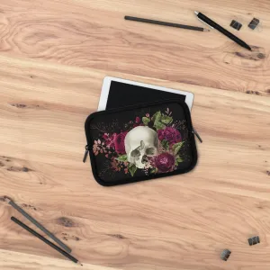 Gothic Skull and Violet Flowers Laptop Case, laptop sleeve, ipad tablet padded cover travel case