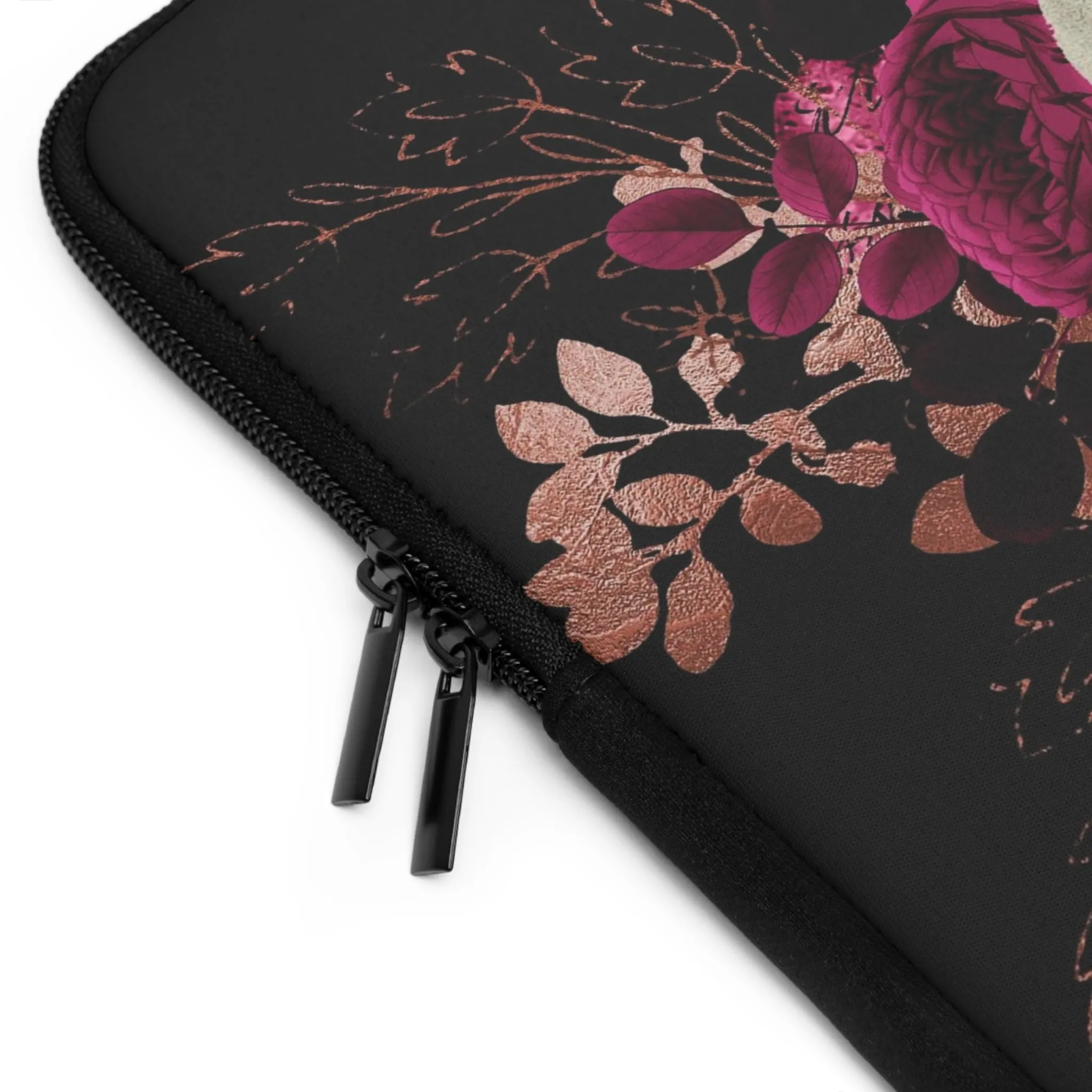 Gothic Skull and Violet Flowers Laptop Case, laptop sleeve, ipad tablet padded cover travel case