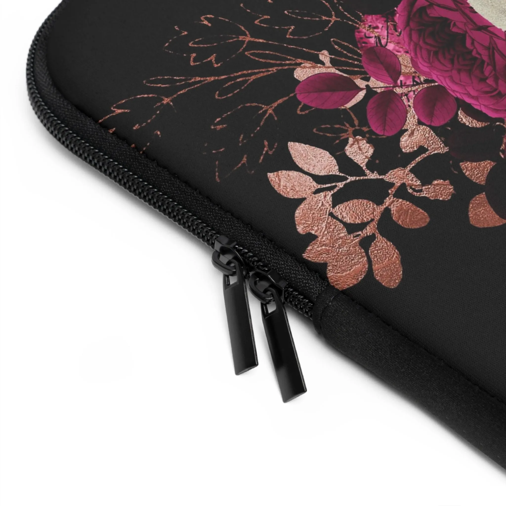Gothic Skull and Violet Flowers Laptop Case, laptop sleeve, ipad tablet padded cover travel case