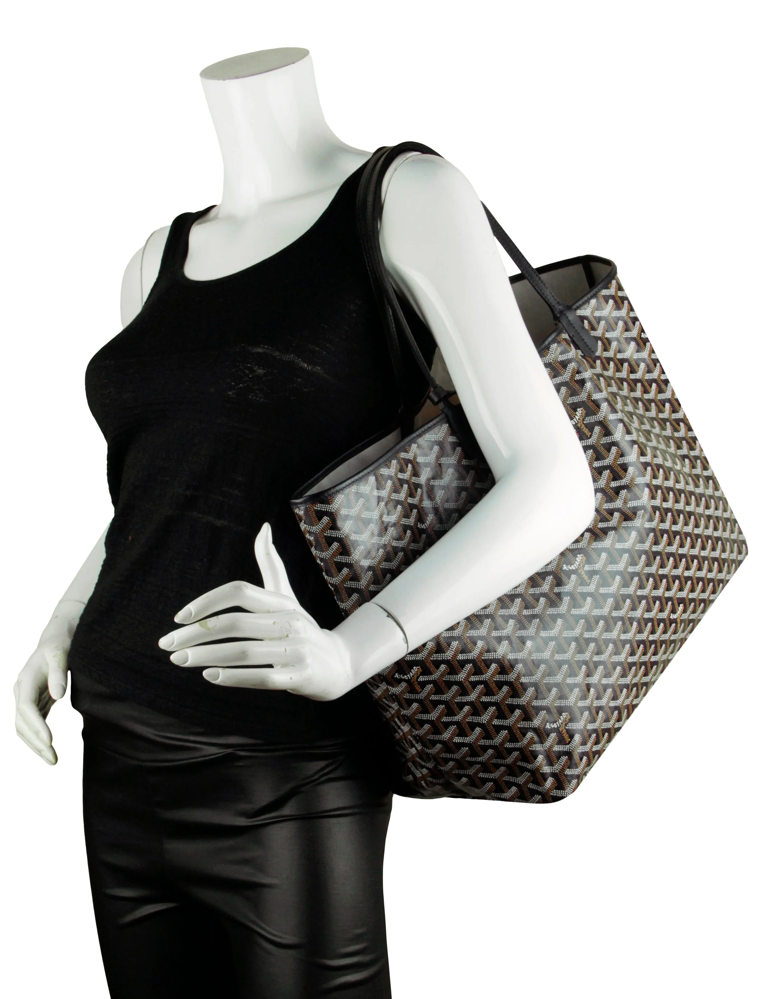 Goyard Black Canvas Goyardine Saint Louis GM Tote Bag w/ Insert