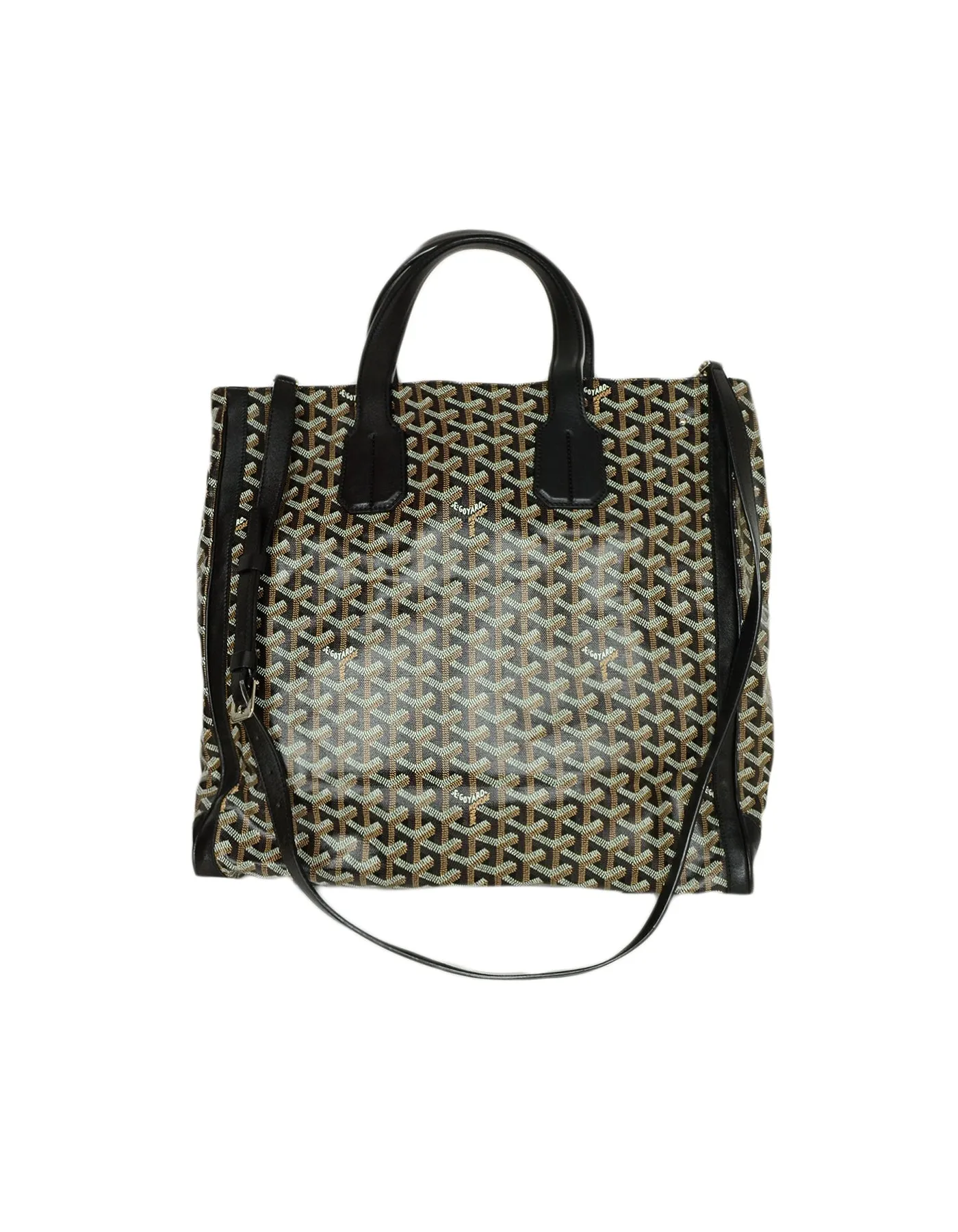 Goyard Black Leather Goyardine Voltaire Tote Bag w Detachable Strap