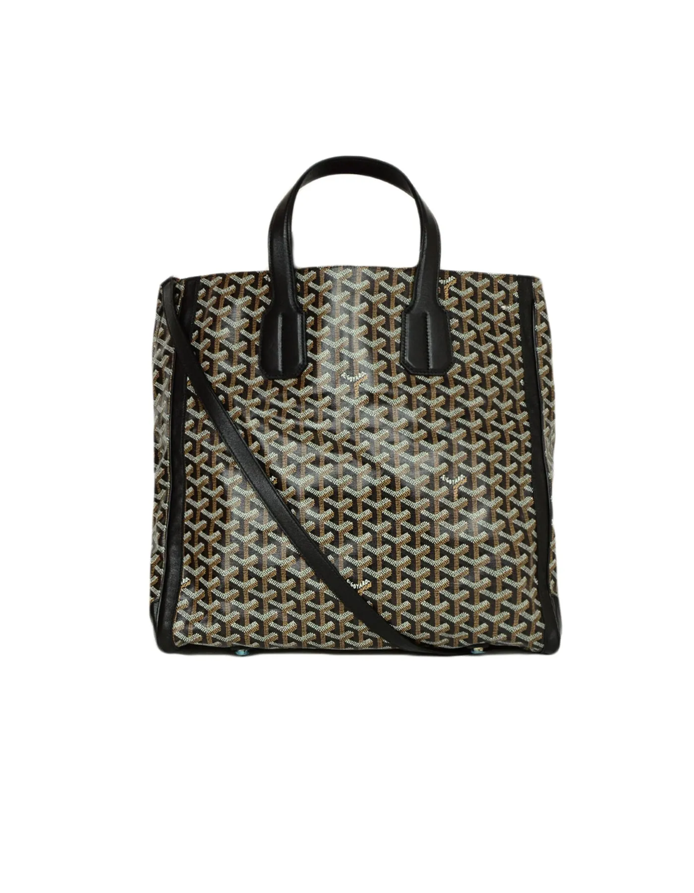 Goyard Black Leather Goyardine Voltaire Tote Bag w Detachable Strap
