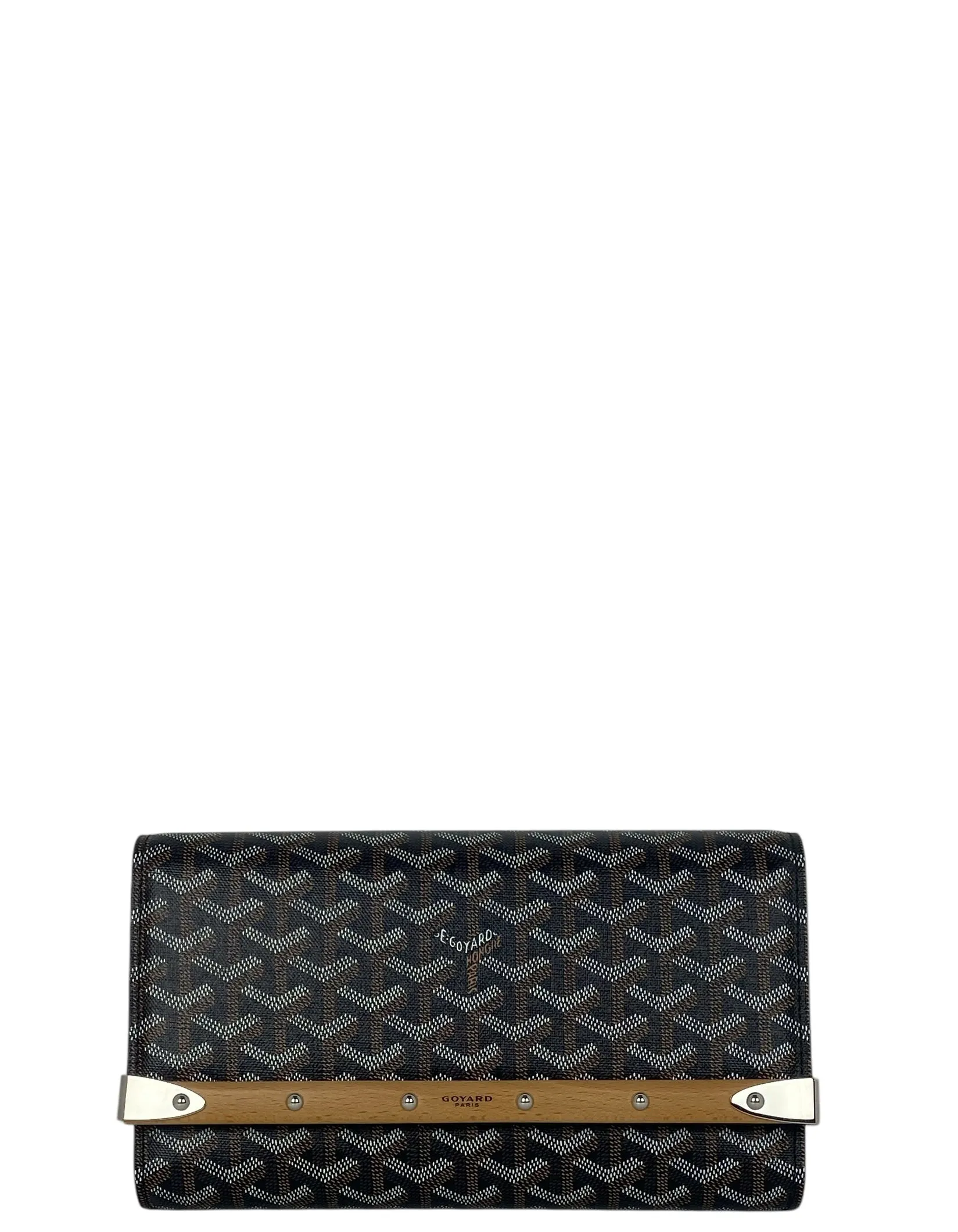 Goyard Black Monte Carlo Bois Clutch w/ Strap