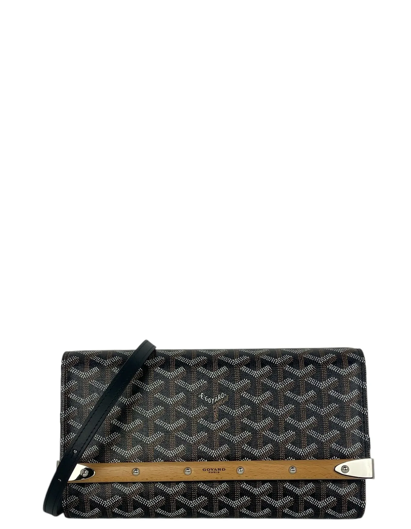 Goyard Black Monte Carlo Bois Clutch w/ Strap