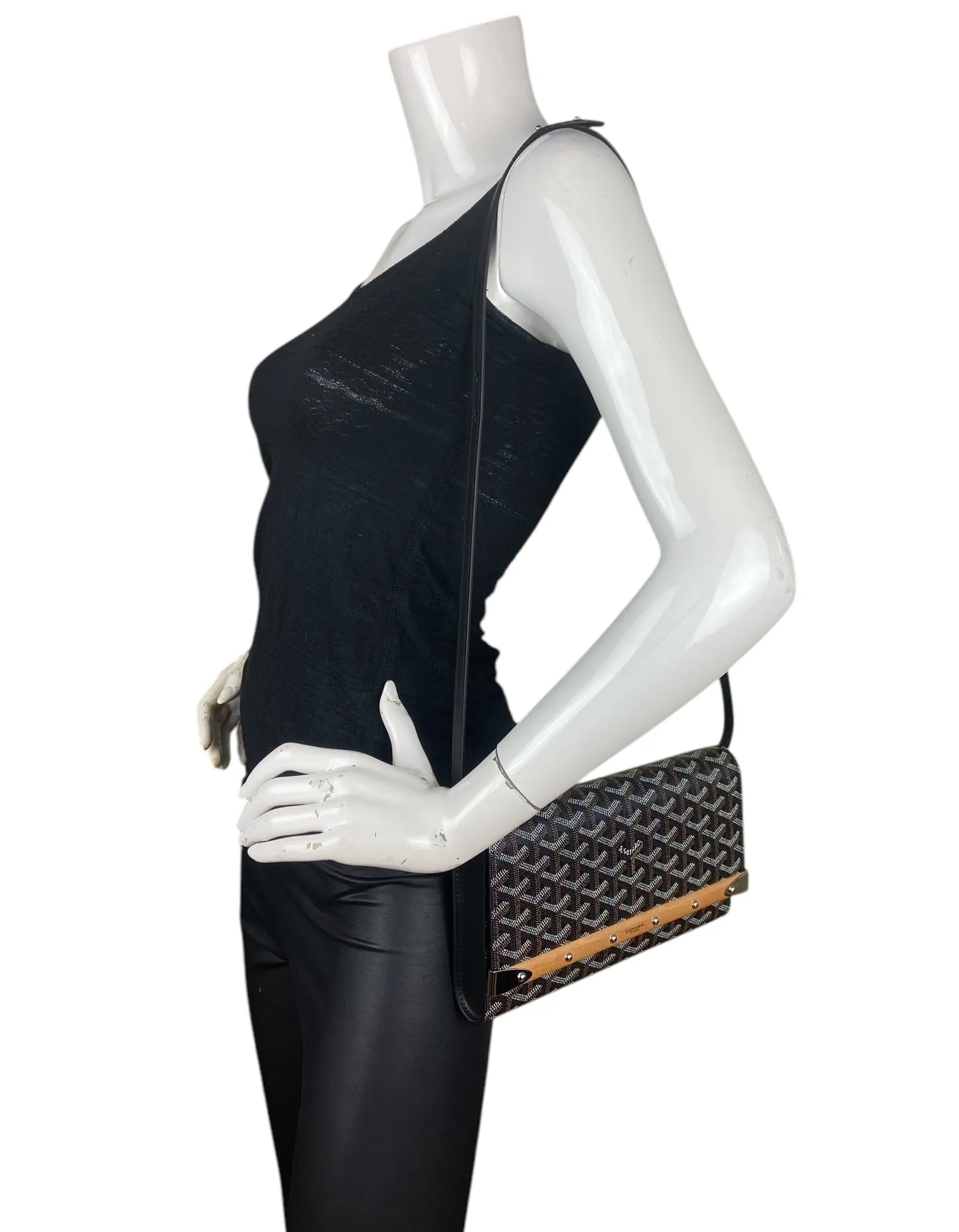 Goyard Black Monte Carlo Bois Clutch w/ Strap