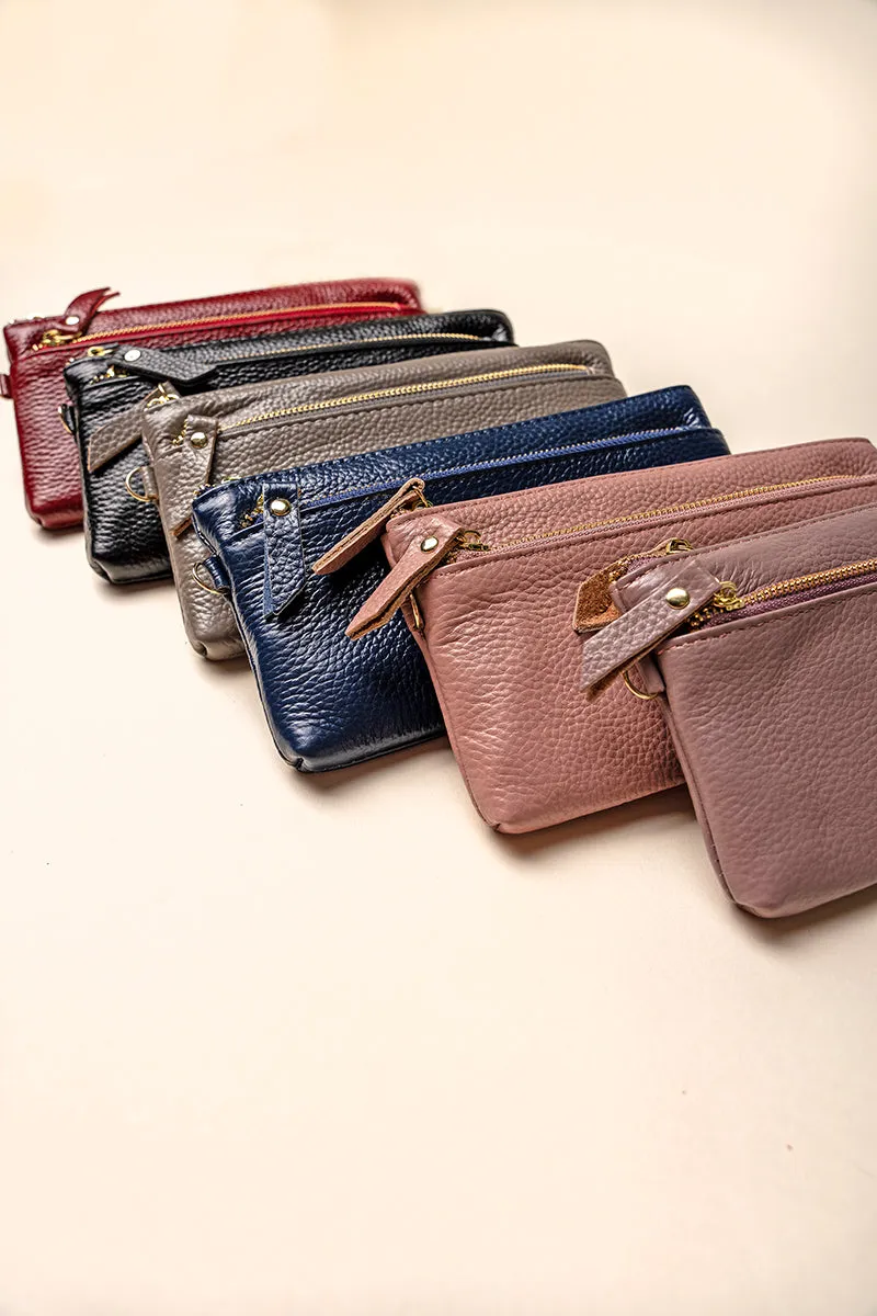 Gray Genuine Leather Renae Wristlet