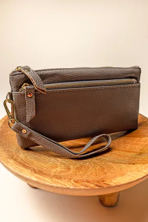 Gray Genuine Leather Renae Wristlet