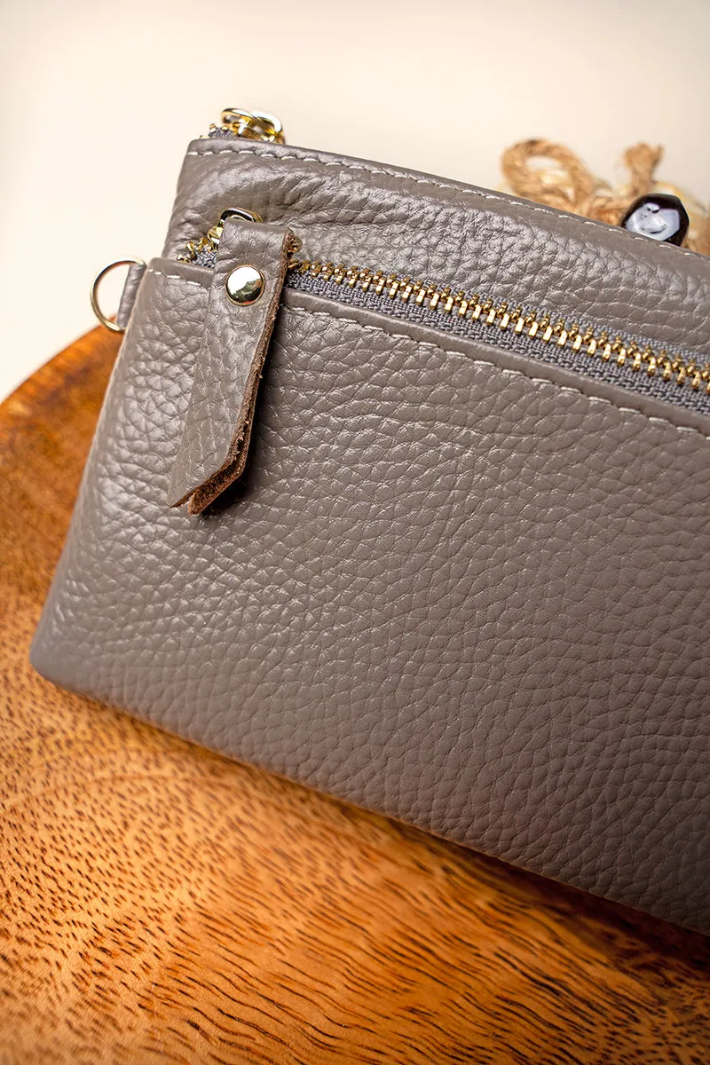 Gray Genuine Leather Renae Wristlet