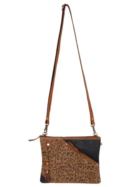 Grayson Wide Jacquard Leather Crossbody, Small