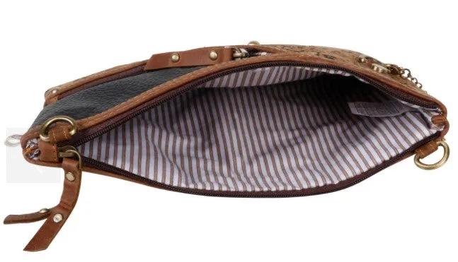 Grayson Wide Jacquard Leather Crossbody, Small
