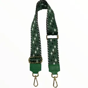 Green adjustable strap with leather details