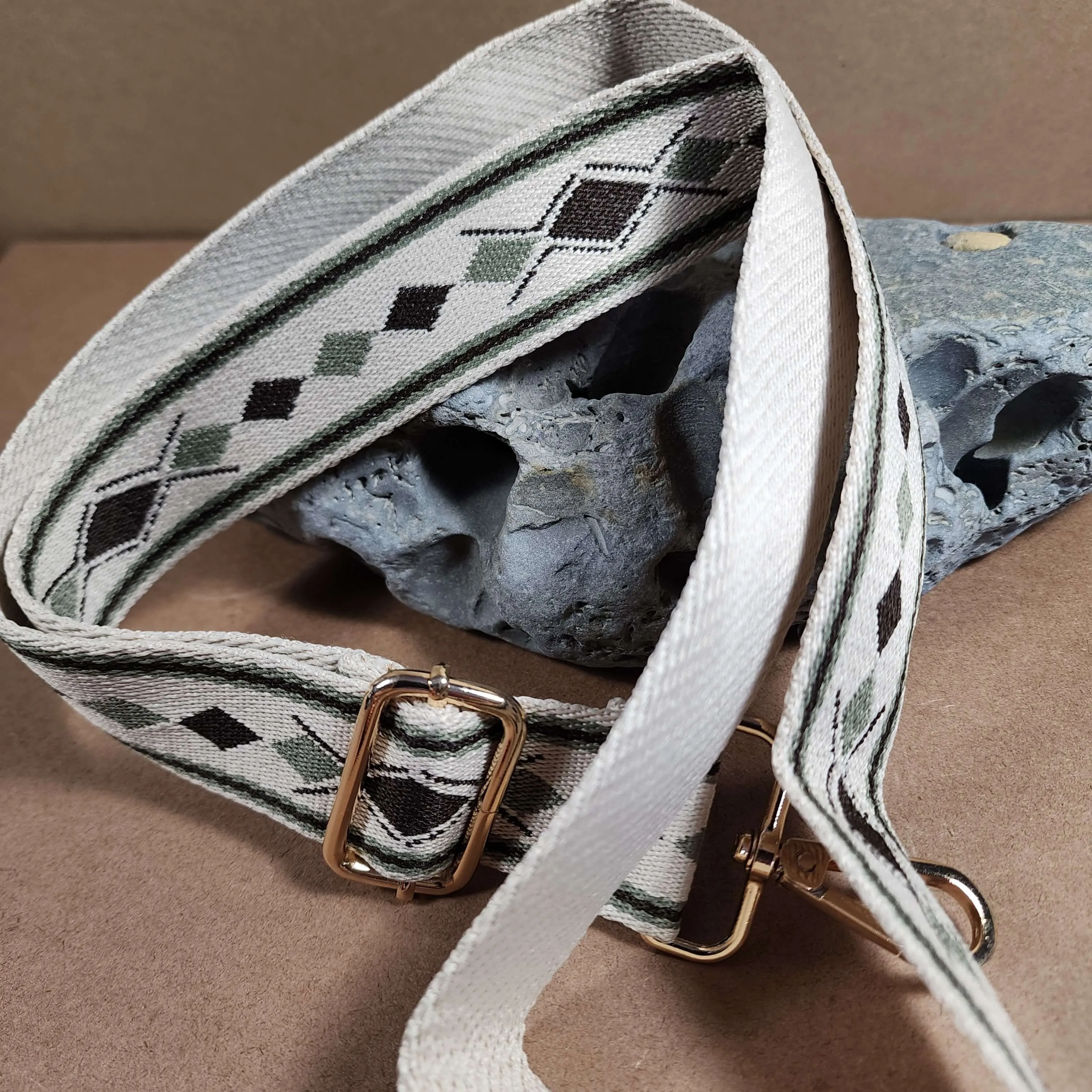 Green Black White Diamonds Purse Strap, Bag Strap | 31 - 51 Inch Guitar purse straps