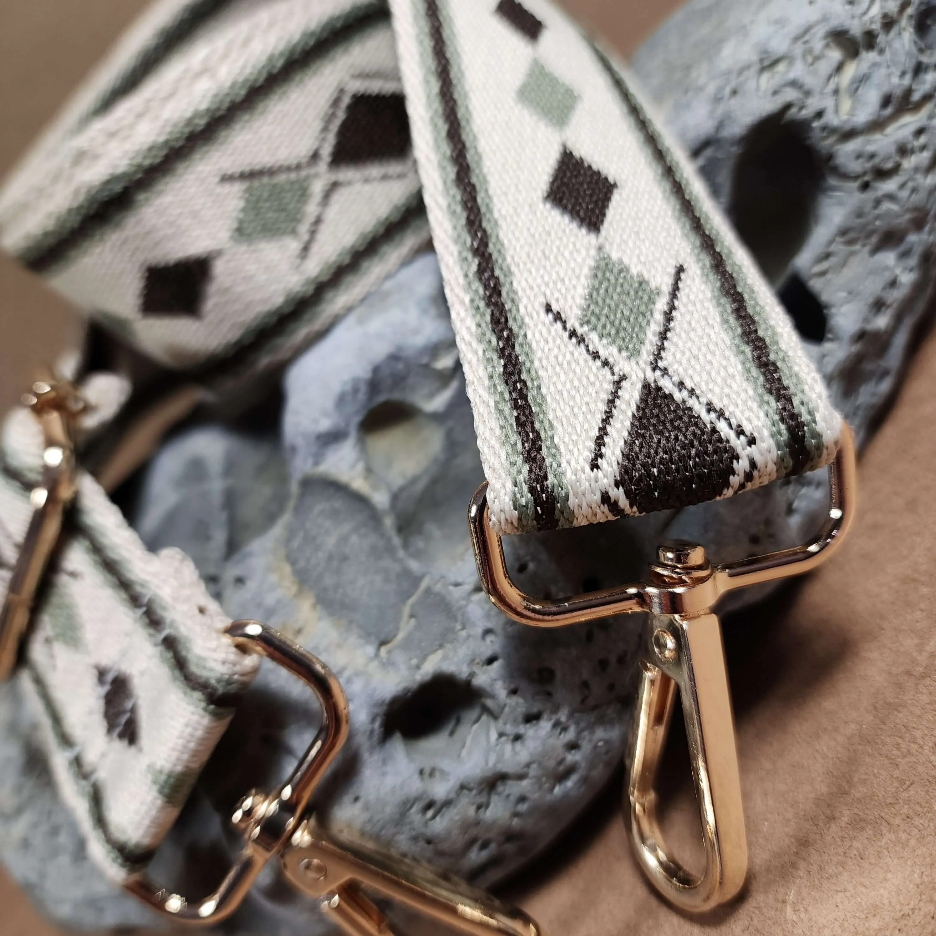 Green Black White Diamonds Purse Strap, Bag Strap | 31 - 51 Inch Guitar purse straps