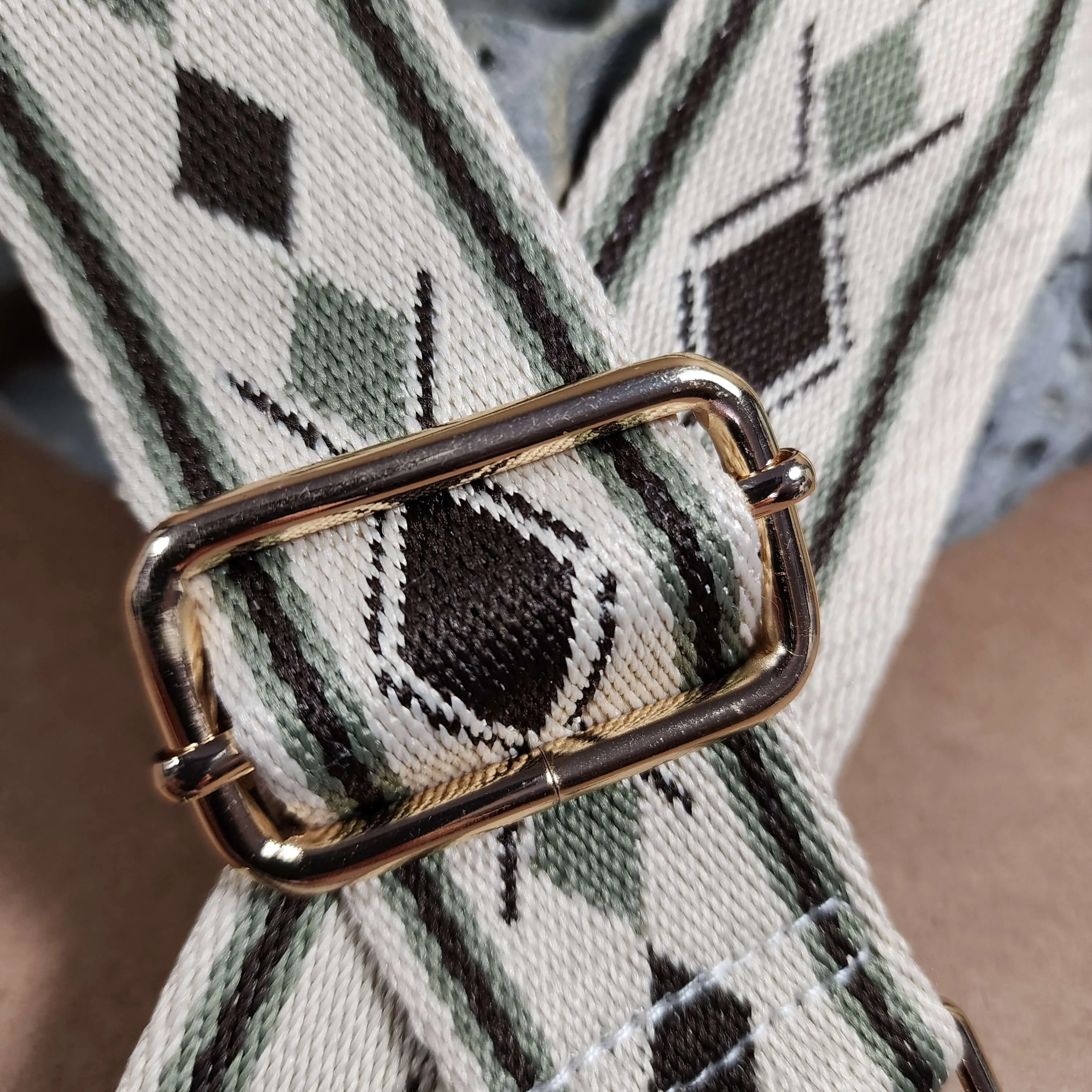 Green Black White Diamonds Purse Strap, Bag Strap | 31 - 51 Inch Guitar purse straps