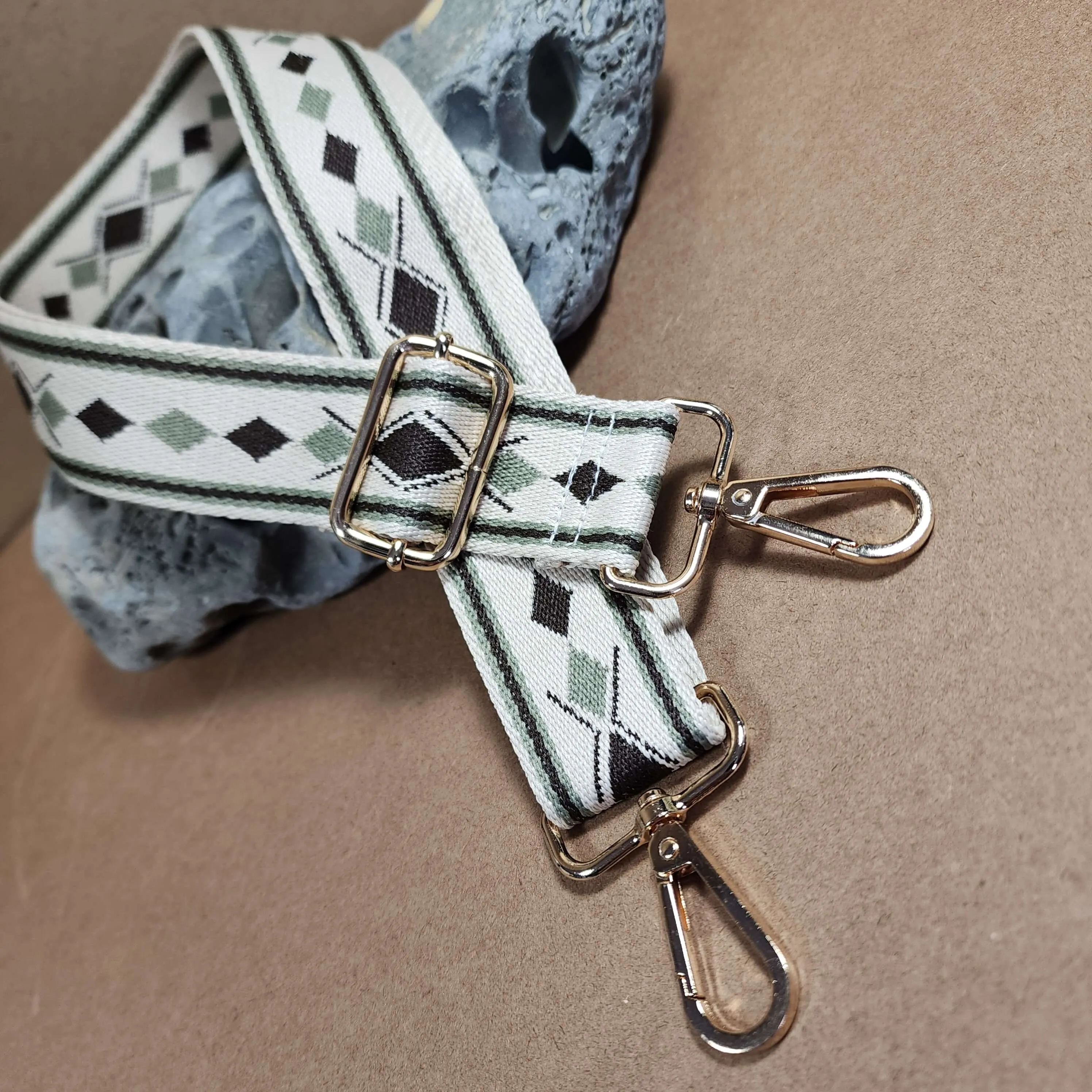 Green Black White Diamonds Purse Strap, Bag Strap | 31 - 51 Inch Guitar purse straps