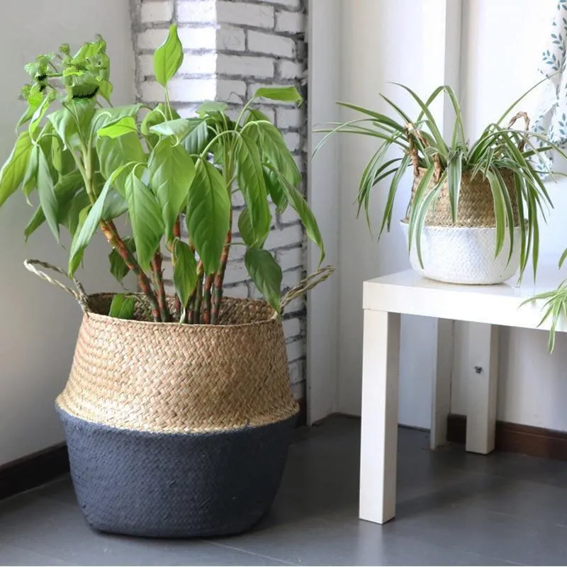 Grey & White Seagrass Basket