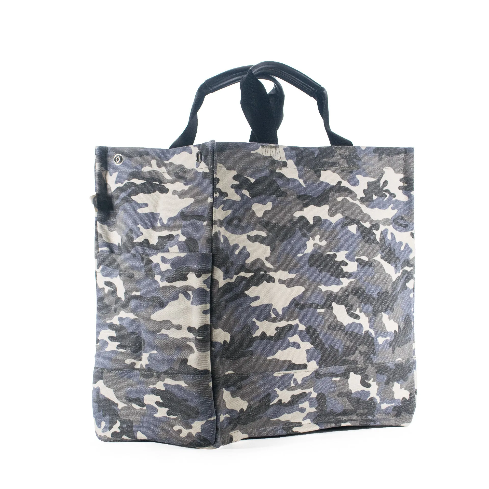 Grey Camo North South Bag with Multicolor Stripes
