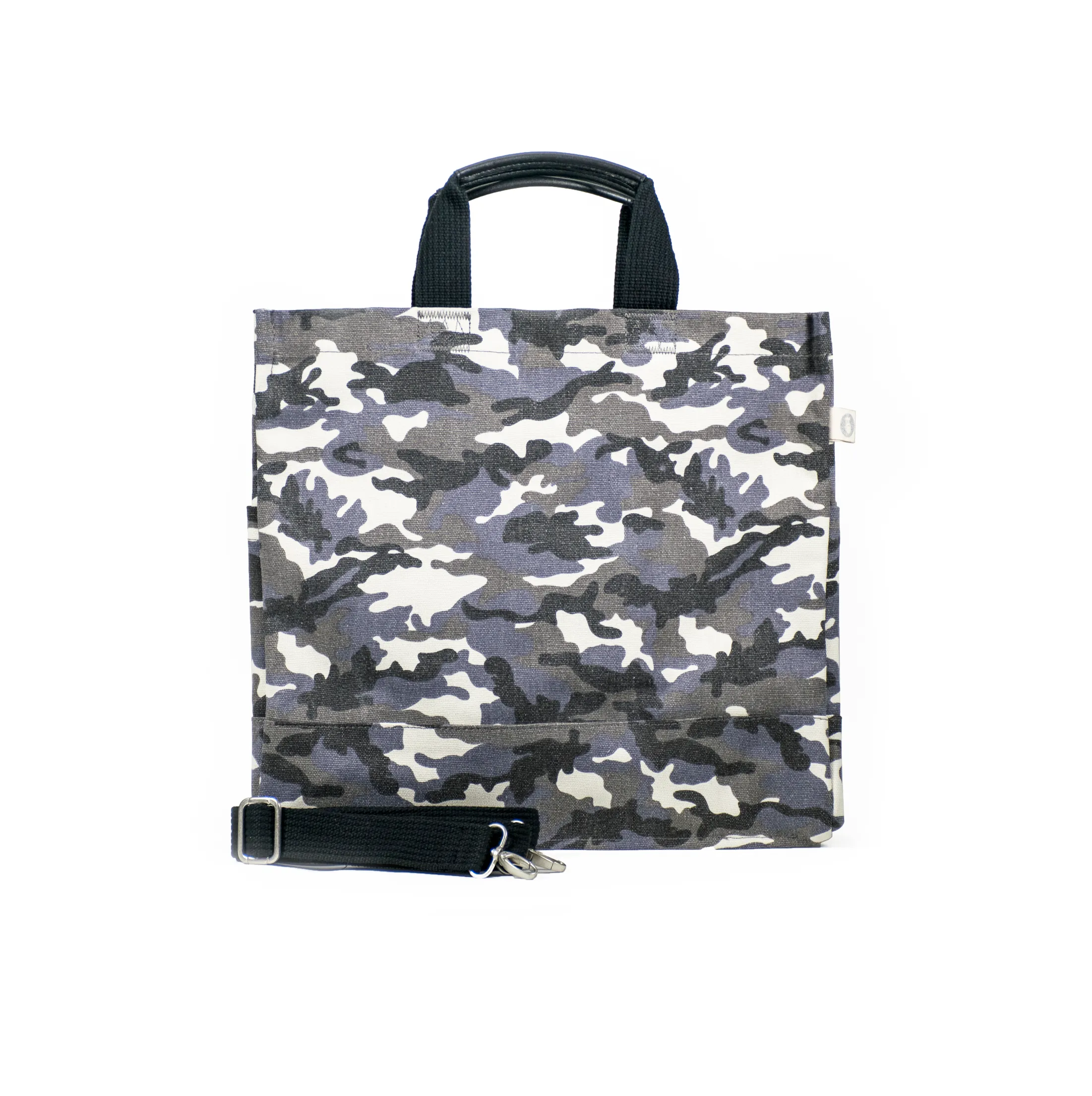 Grey Camo North South Bag with Multicolor Stripes