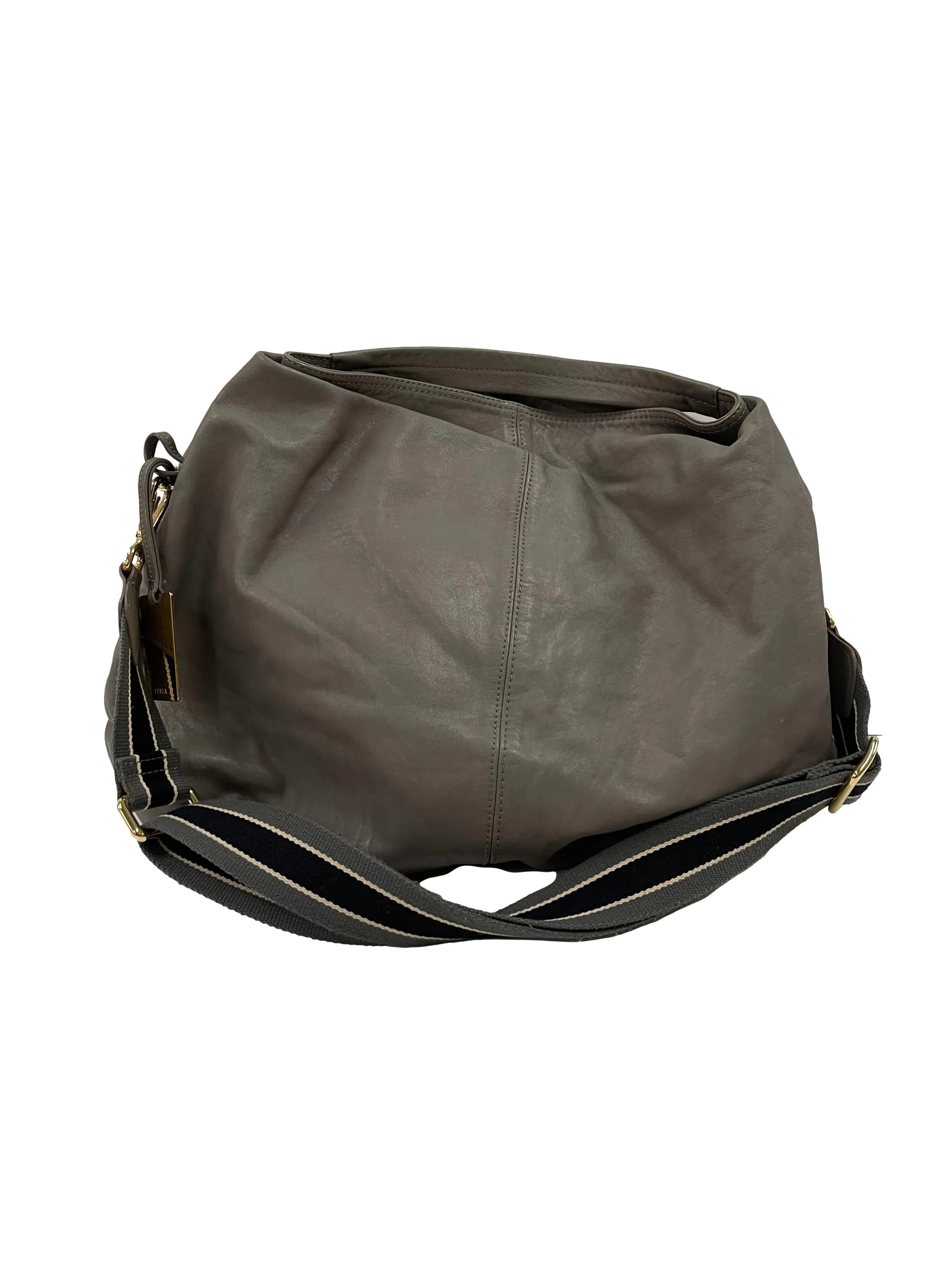 Grey Two-Way Leather Bag