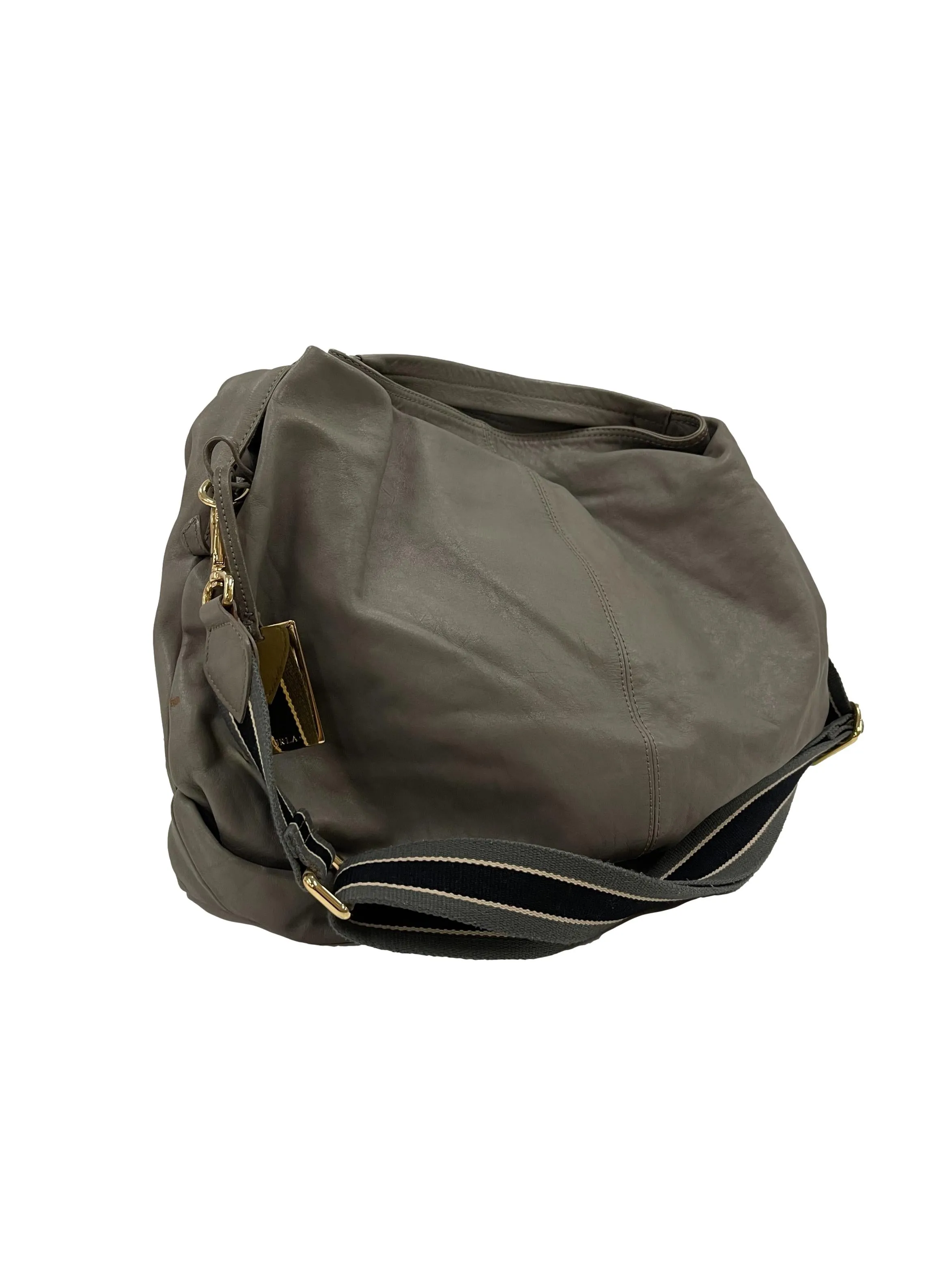 Grey Two-Way Leather Bag