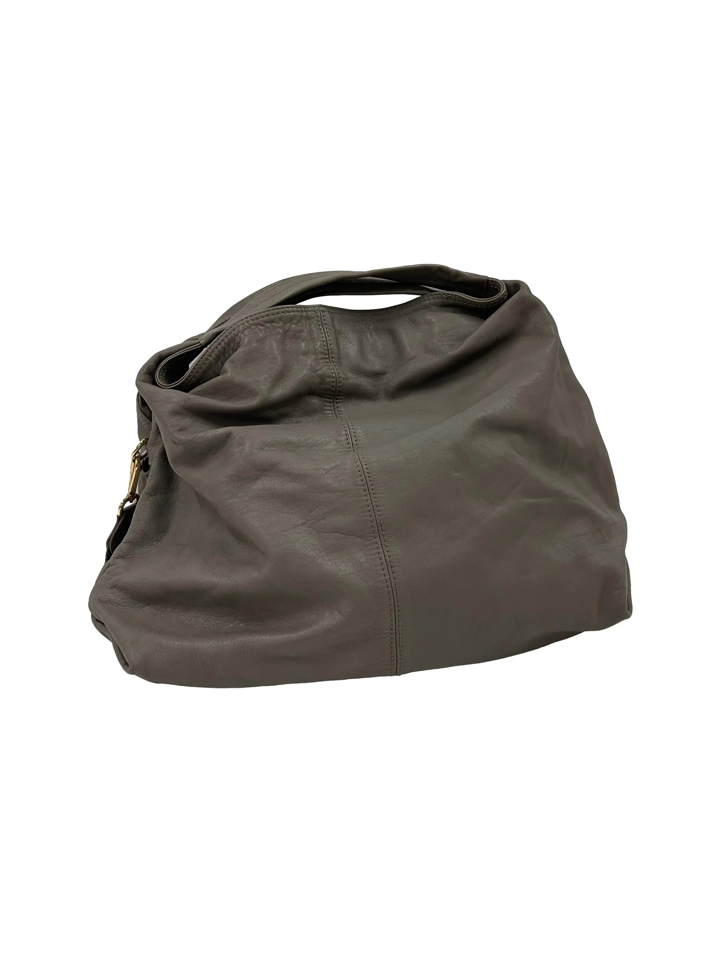 Grey Two-Way Leather Bag