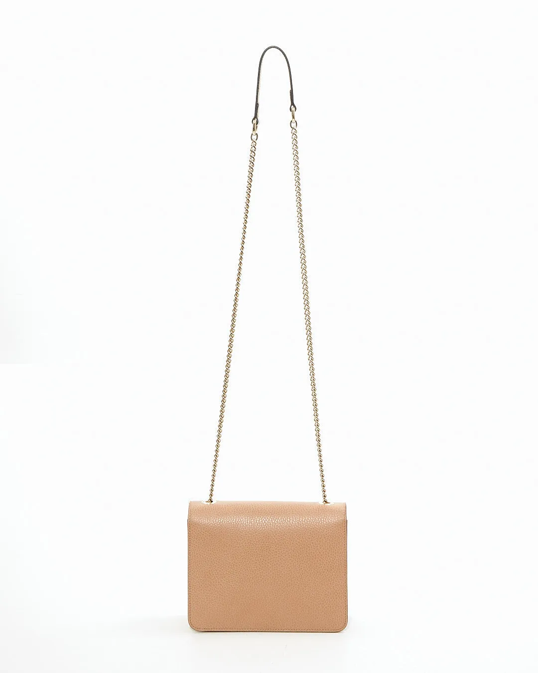 Gucci Beige Pebbled Leather Interlocking GG Chain Crossbody Bag