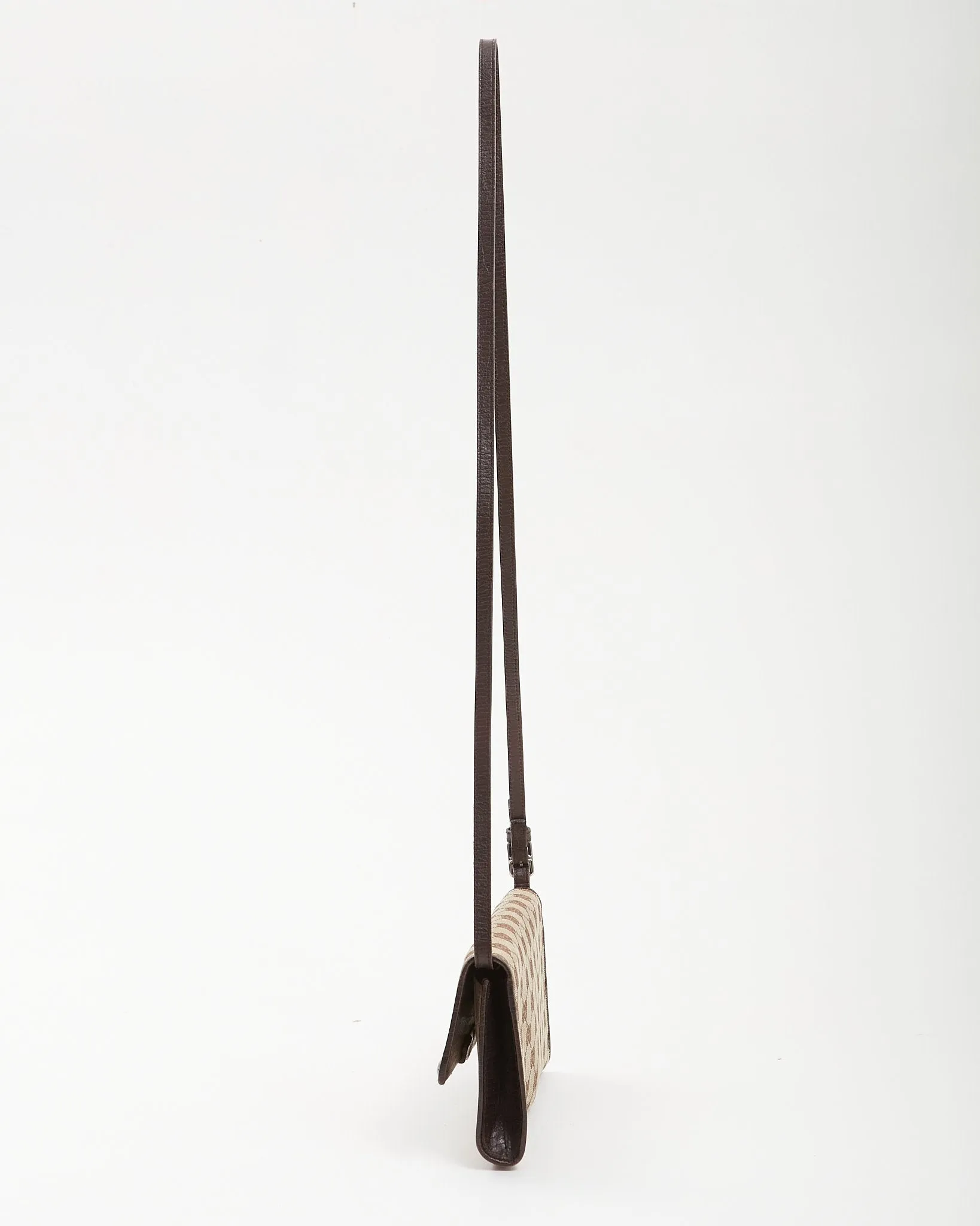 Gucci Brown GG Supreme Canvas Bar Bamboo Clutch