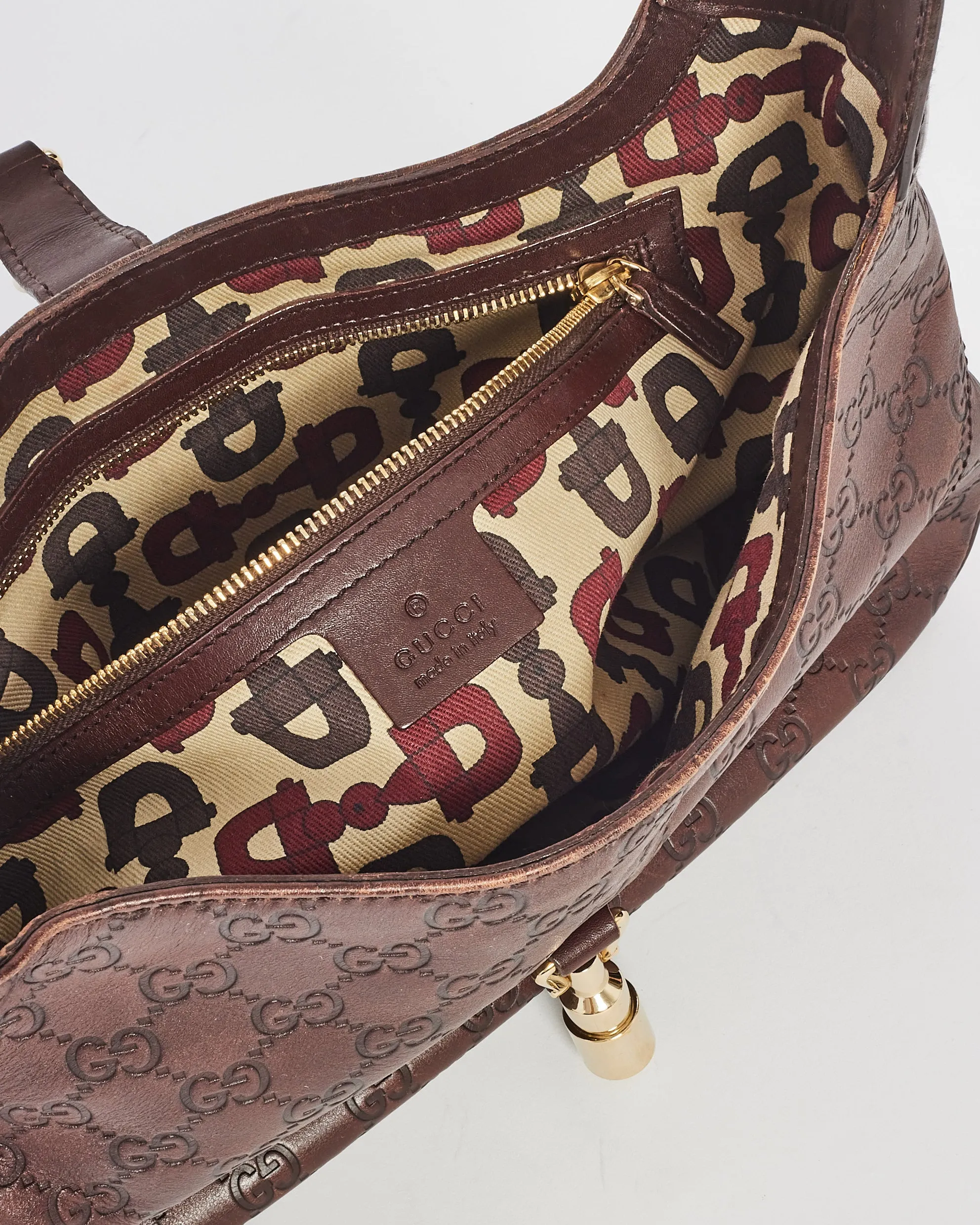 Gucci Brown Leather Guccissima Jackie Shoulder Bag