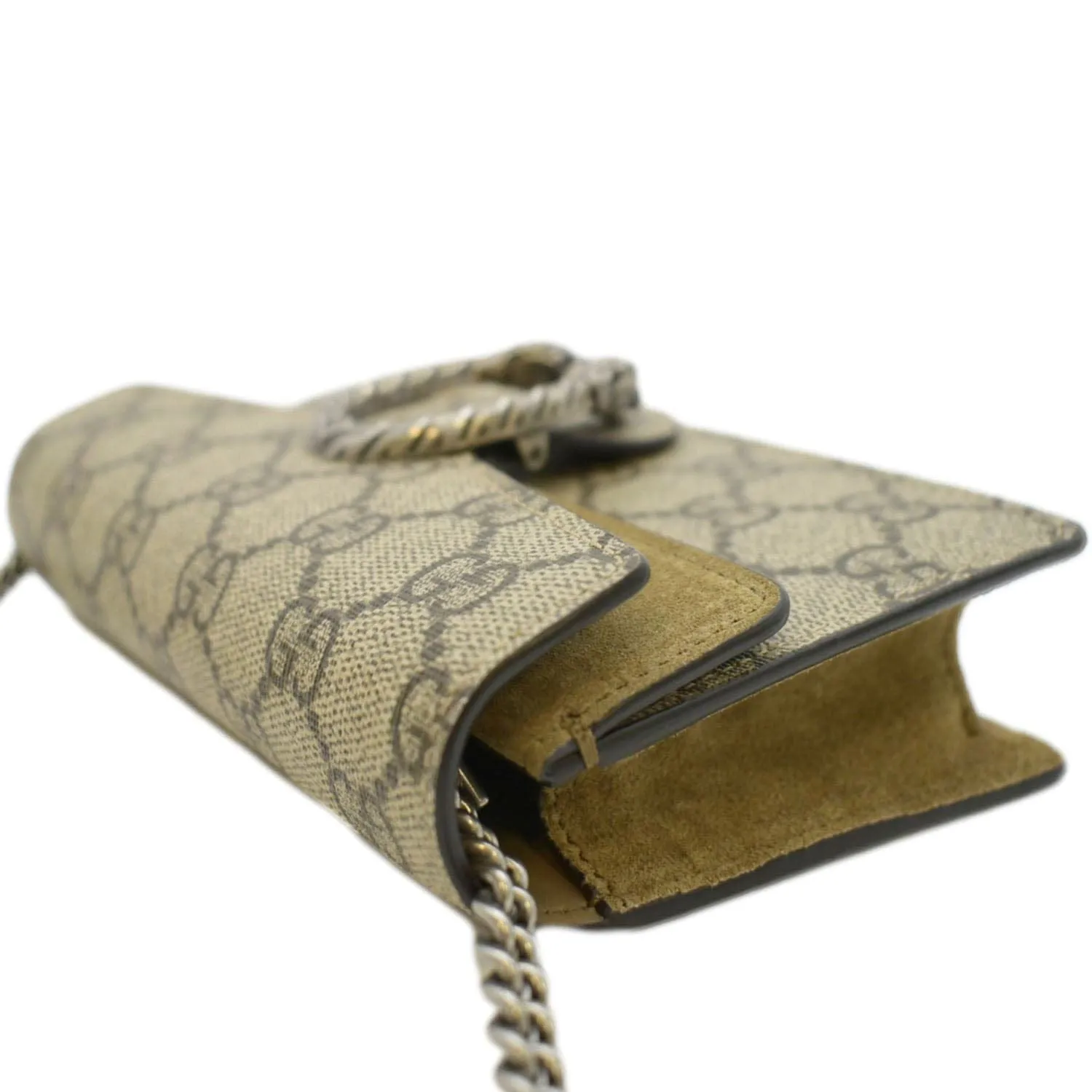 GUCCI Dionysus Super Mini GG Supreme Canvas Crossbody Bag Taupe 476432