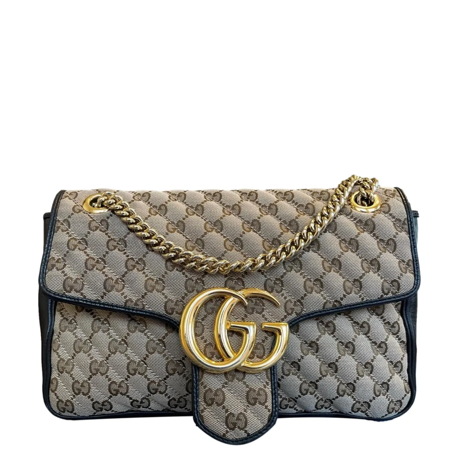 GUCCI GG Marmont Medium Canvas Crossbody Bag Beige 443496