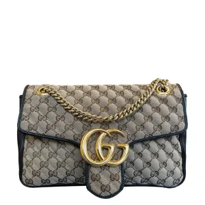 GUCCI GG Marmont Medium Canvas Crossbody Bag Beige 443496