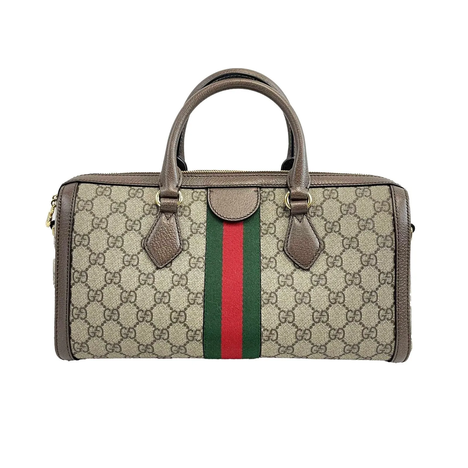 Gucci - Ophidia Boston GG Medium Brown Canvas Top Handle w/ Shoulder Strap
